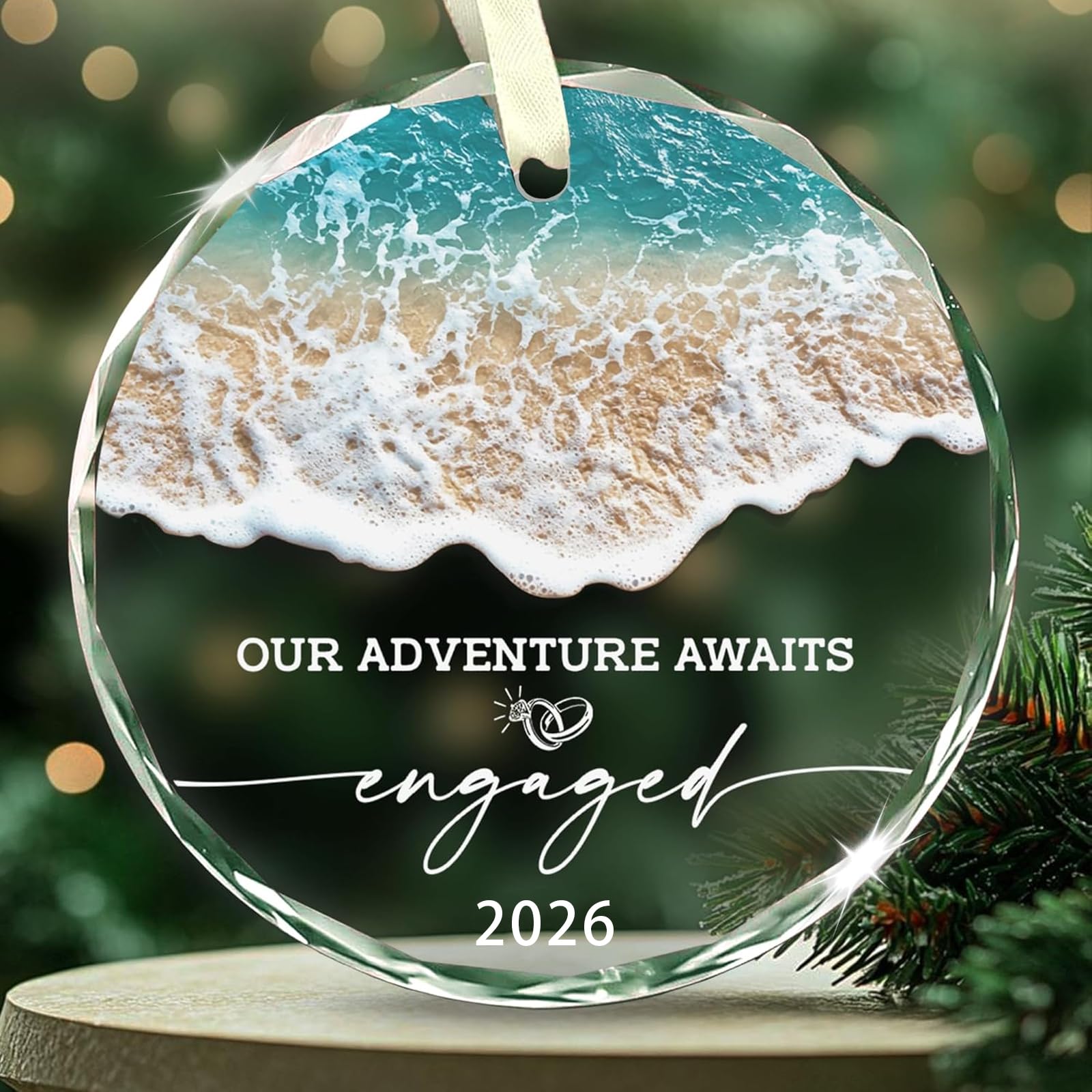 Yunlijia Sea Wedding Gifts Mr And Mrs Gifts Engagement Gift For Couples Anniversary Wedding Gift For Couple Personalised Bauble Crystal Glass Keepsake Congratulations For Newly Engaged Ornament 2026 (Sea)