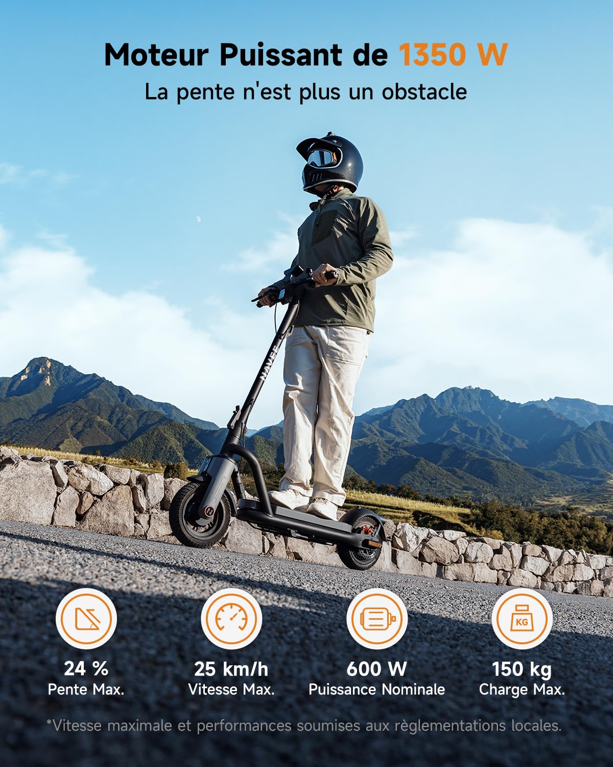 NAVEE N65i II Trottinette Electrique Adulte, 70KM Longue Portée, Moteur 1350W, Trotinette Électrique Pliable, App & Clignotants, Pneus 10,5" Larges, Freins Triples, Charge 150kg, TCS