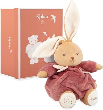 KALOO - Burgundy Rabbit Soft Toy 17 cm - Ultra-soft and fluffy plush for babies - Soft companion from birth - Ideal size for small hands - Birth gift - K214009