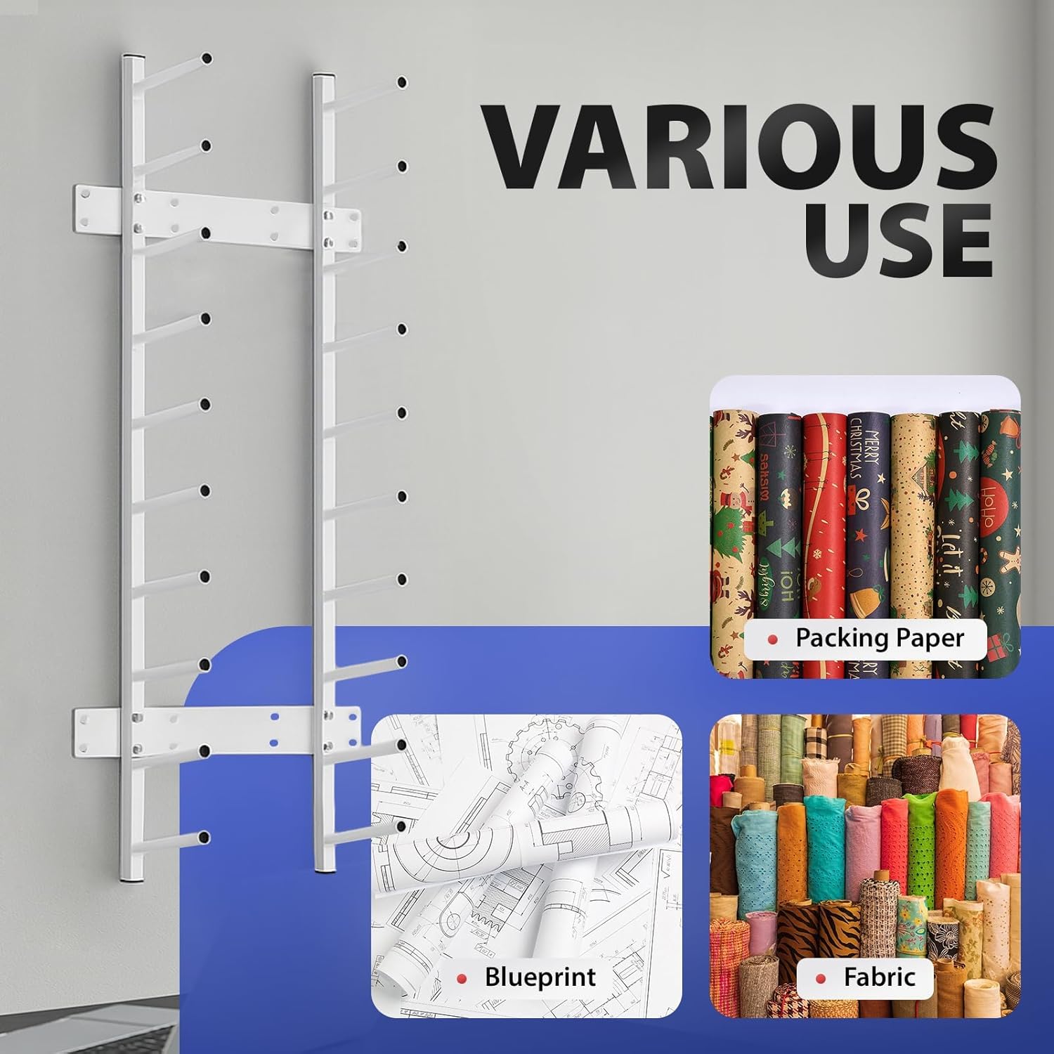 Wall Mount Blueprint Storage Rack Hanging File Roll Poster Display Rack Heavy Duty Roll File Holder for Construction Plan Posters Vinyl RollsHigh Map Capacity 320 lbs