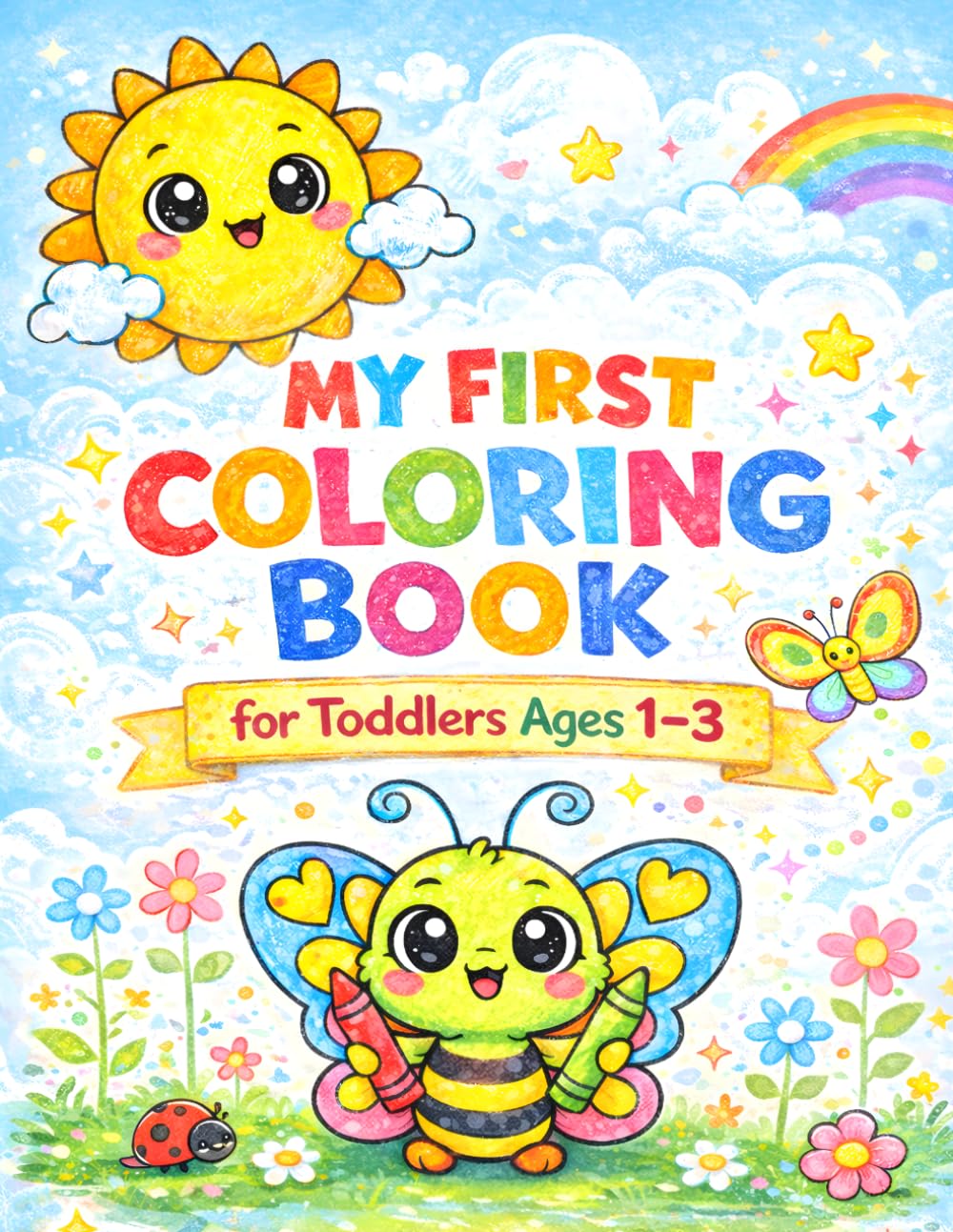 My First Coloring Book for Toddlers Ages 1–3: 100 Cute Animals, Fruits, Words, and Everyday Objects with Easy and Bold Pages for Early Learning and Fun