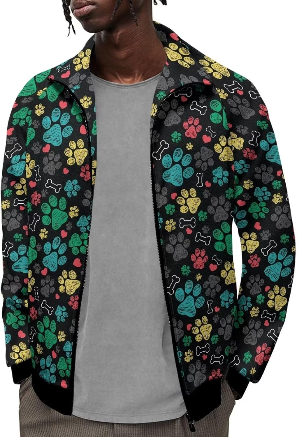 doginthehole Men's Casual Jacket Stand Collar Zipper Sports Jackets Long Sleeve Coat Outwear Athletic Sweatshirt, XS-5XL