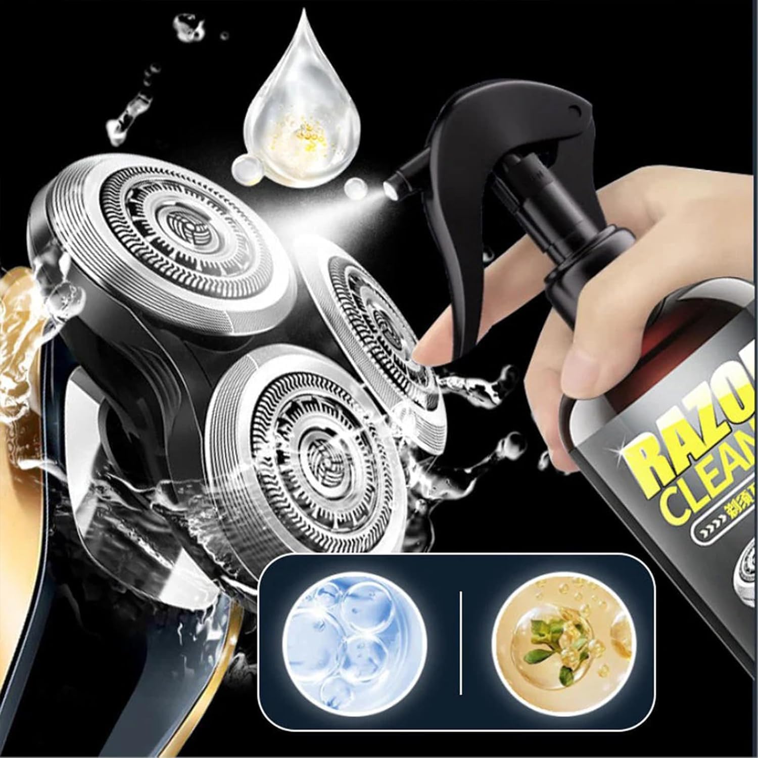 Mremolix Universal Efficient Electric Razor Cleaner Spray, 9.15oz Electric Shaver Cleaning Solution, Blade Cleaner with Brush - Cleans Blades, Eliminates Cut Hair, Lubricating and Rust Prevention