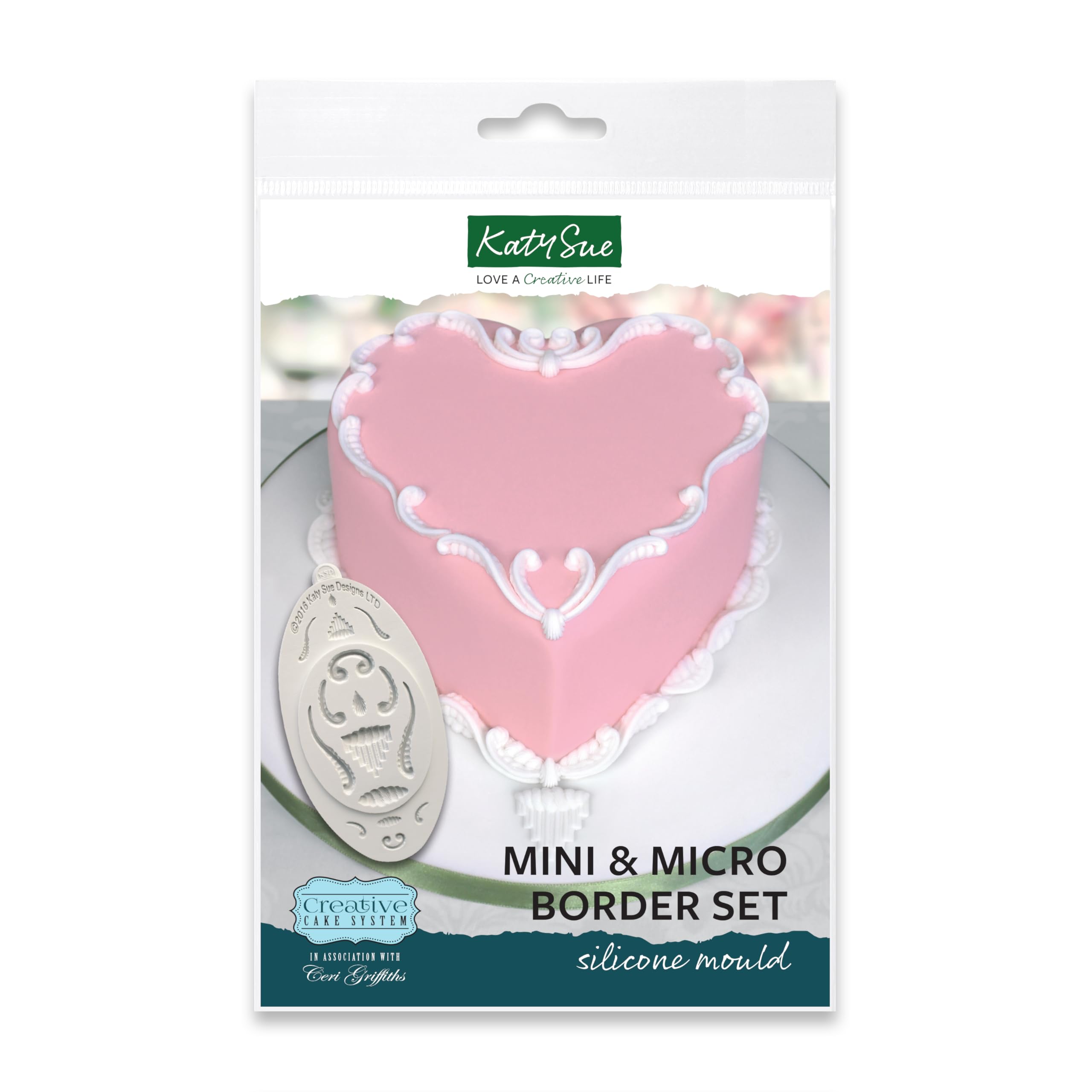 Katy Sue Mini & Micro Border Set Silicone Mould for Lambeth Style Cake Decorating - Makes a Selection of Mini Sized Cake Decorating Embellishments