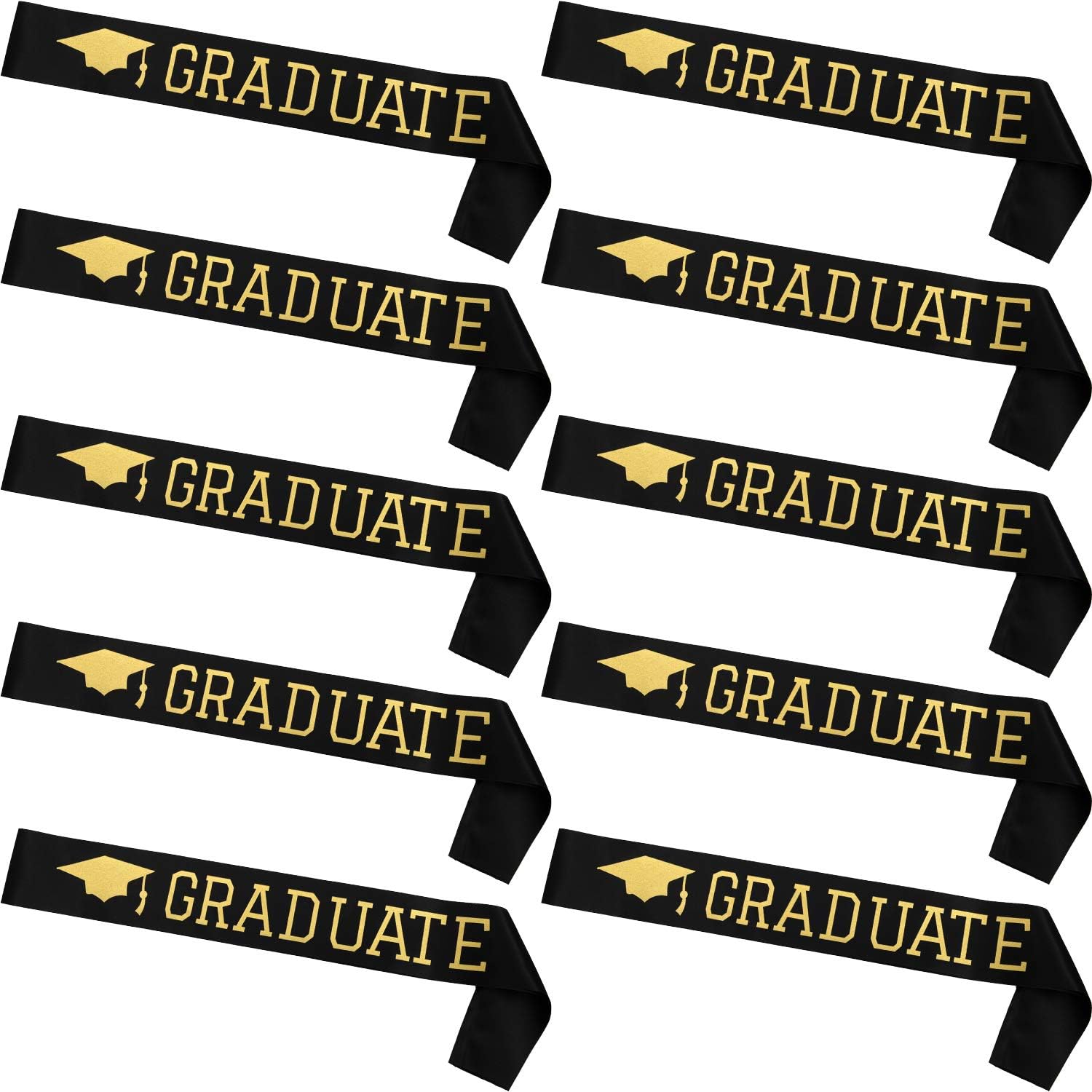 Maxdot 10 Pieces Graduate Sash Bulk 2026 Unisex Satin Sash for Graduation Party Supplies(Blue White)