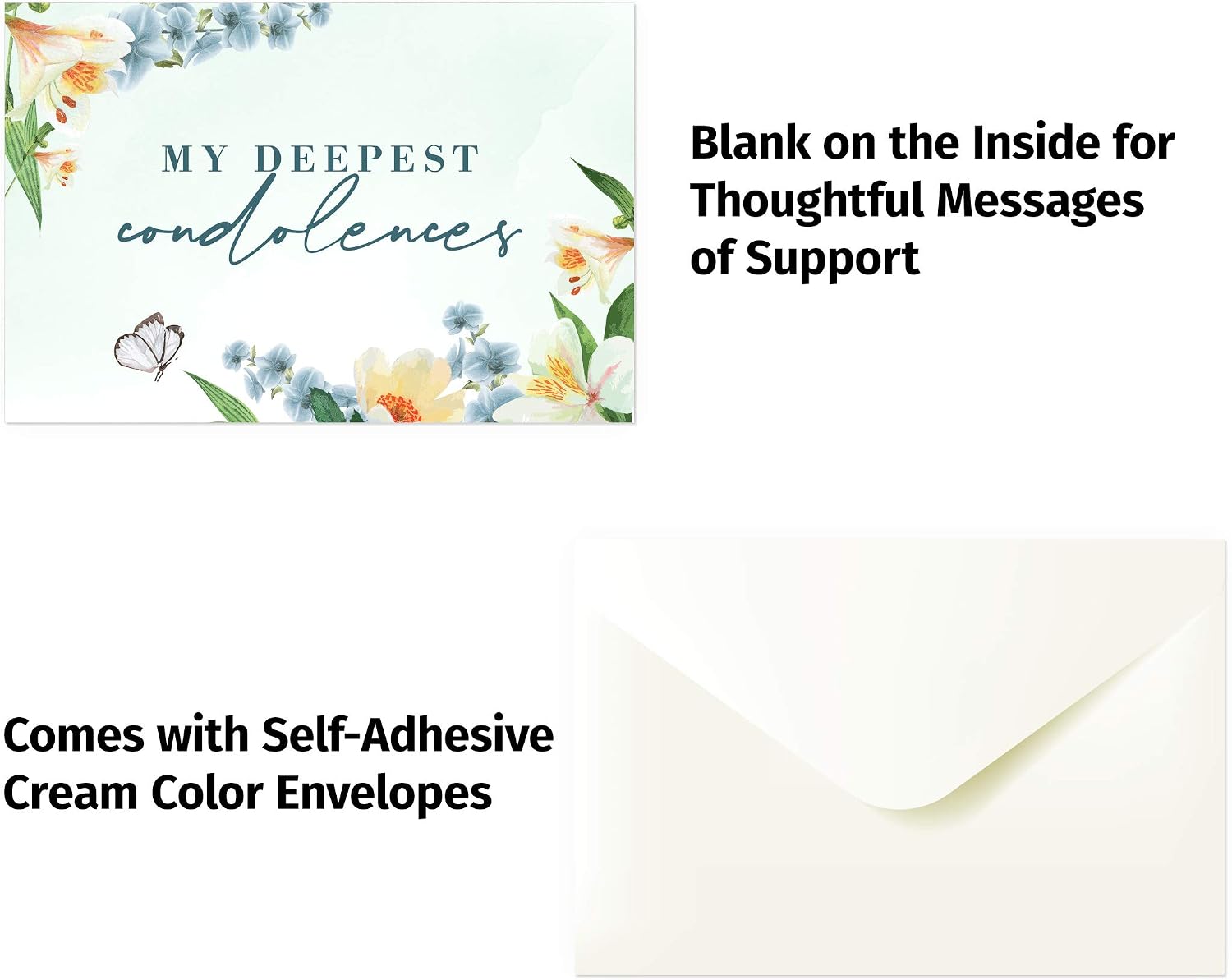 Sympathy Cards with Envelopes Assortment Box - 30pc Bulk Condolence Card Set - Heartfelt Sorry For Your Loss Bereavement Greeting Cards Boxed Pack
