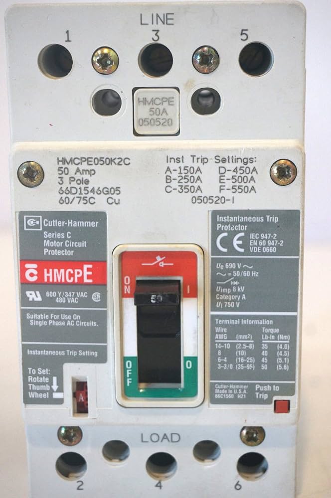 Eaton HMCPE050K2C Circuit Breaker,50A,3P,600VAC,HMCP