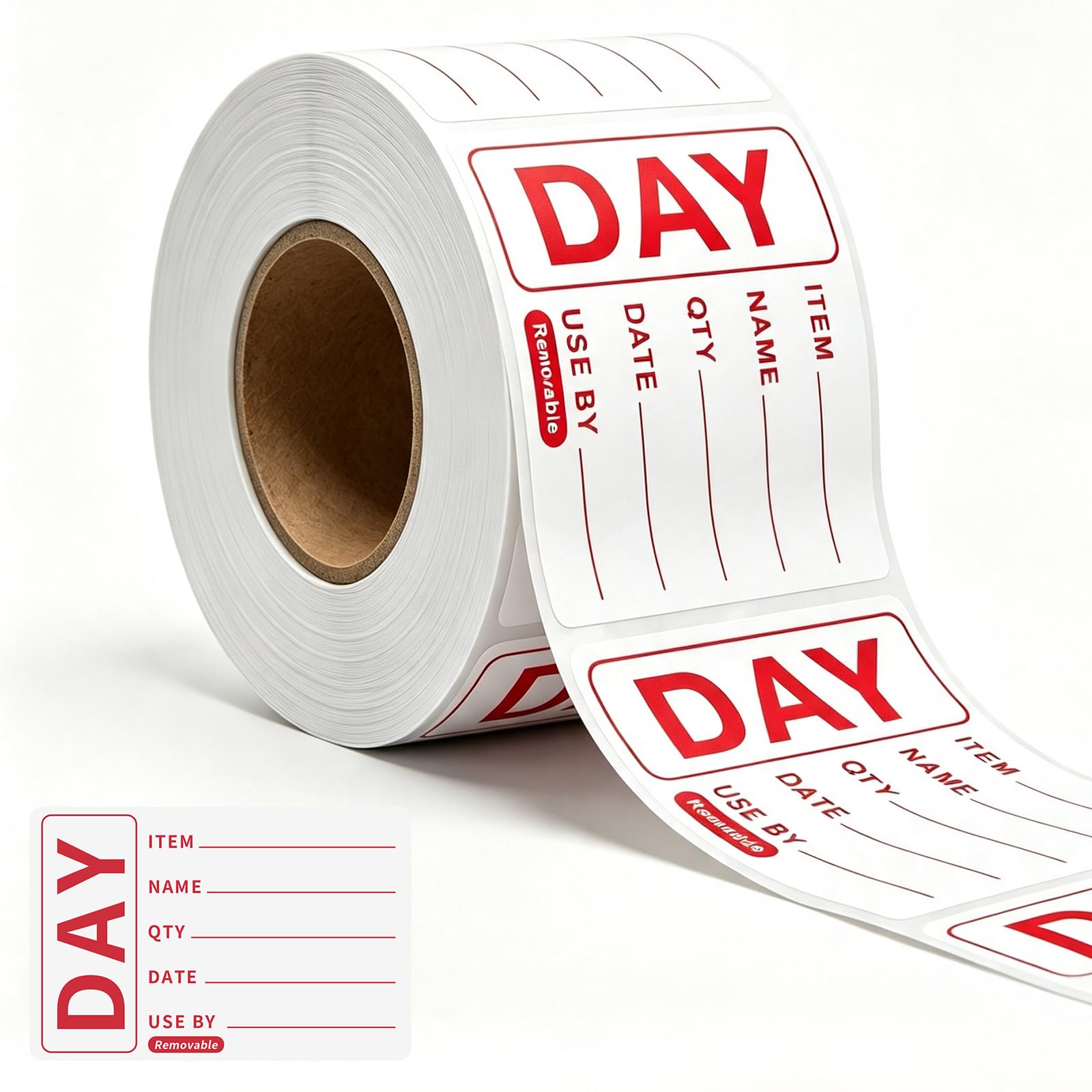 500 Removable Food Labels 49x75mm – Freezer & Pantry Labels for Jars, No Sticky Residue, Use-by Date Labels for Food Rotation Roll
