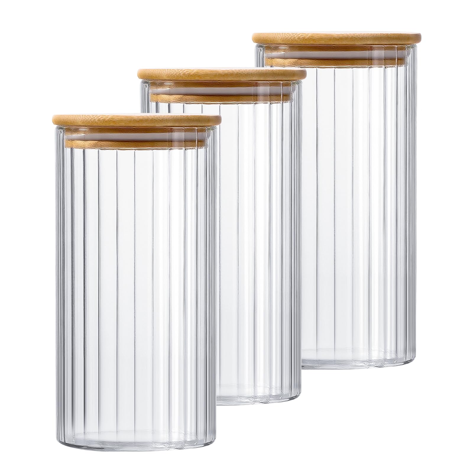 Set di 3 Contenitori Ermetici per Alimenti - Barattoli Vetro con Coperchio - Barattoli Cucina Spaghetti Cereali（1200ml）