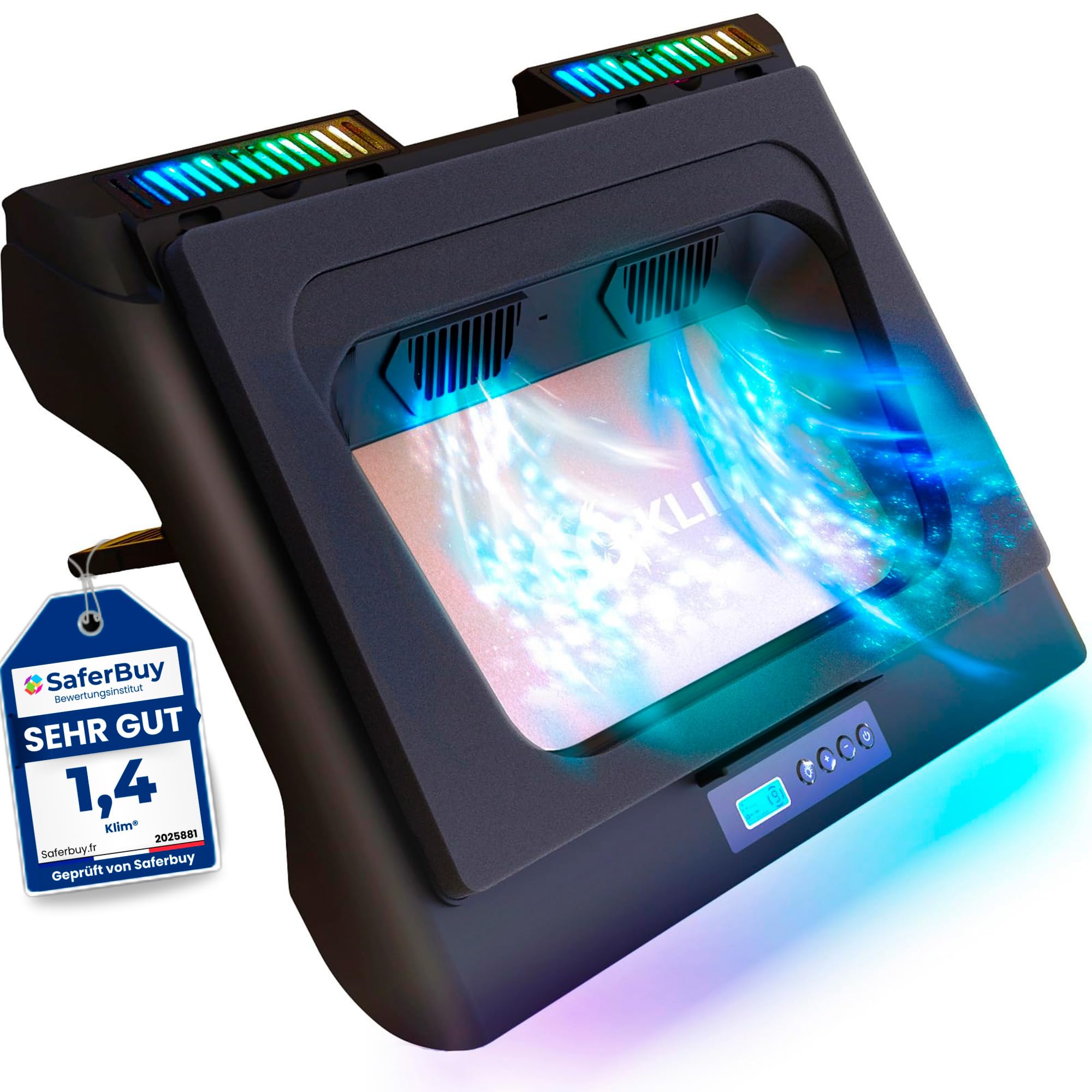 KLIM Everest Laptop Cooling Pad | Leistungsstarker Turbo-Lüfter 4300 RPM Laptop-Kühler | Versiegelter Schaumstoff für maximale Leistung | Vermeide Überhitzung | 14-17.3 Zoll