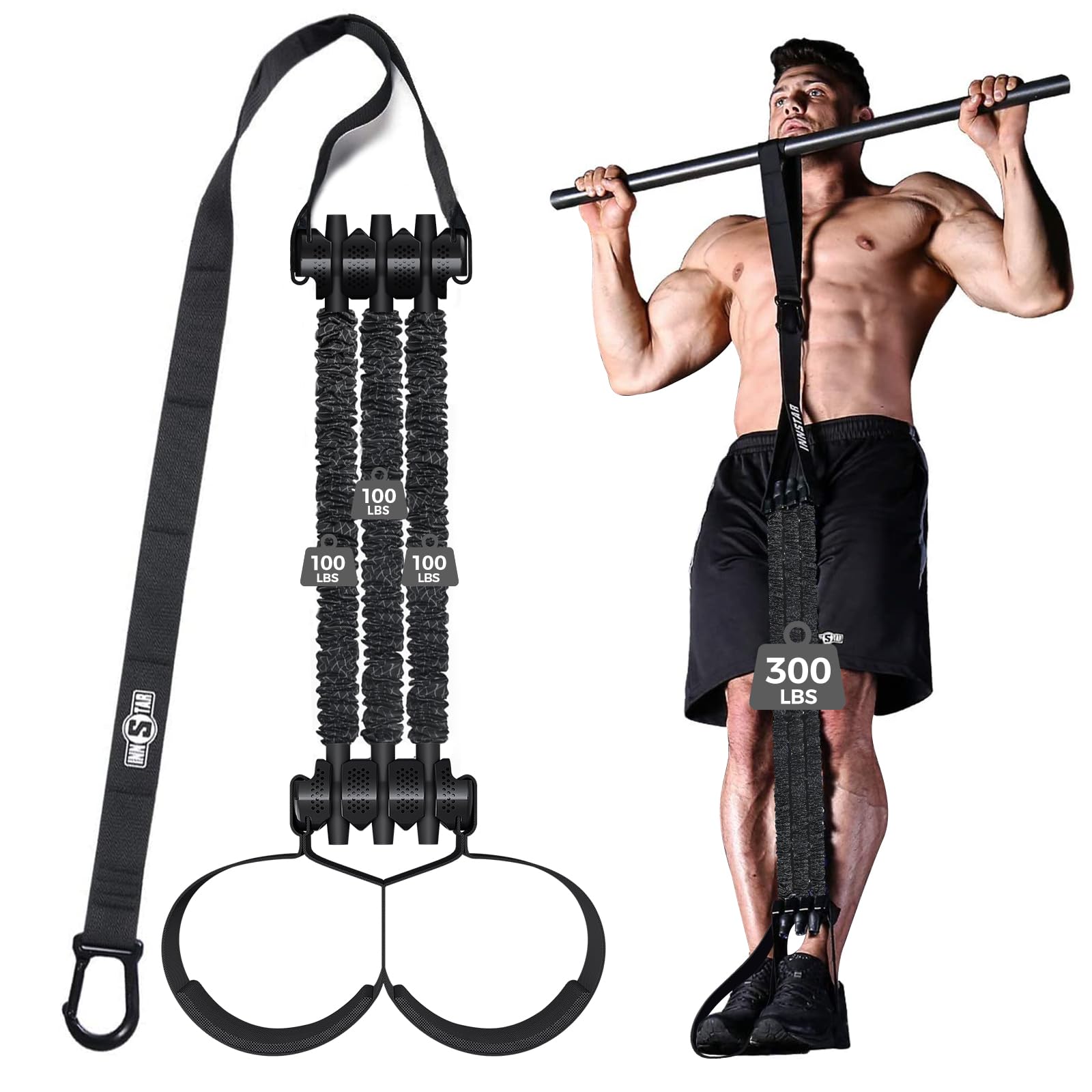 Innstar Pull Up Assistance Bands Heavy Duty Resistance Band for Pull Up Bar Adjustable Weight Size with Fabric