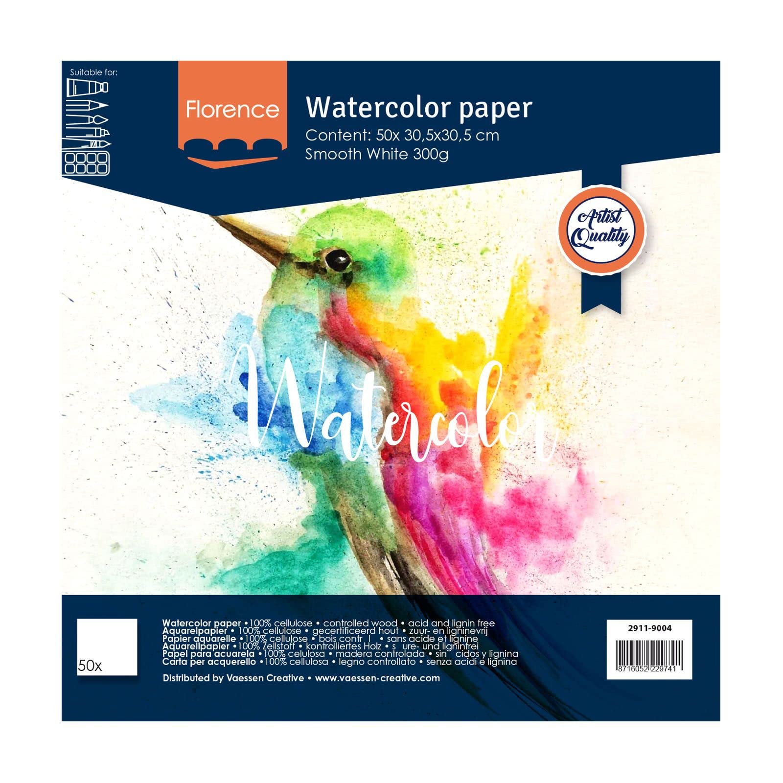 60 Blatt Dickes Aquarellpapier Aus Baumwolle (300g/m²) + 1 Pinsel – Für Acryl, Buntstifte & Mehr, 15,2 X 10 Cm