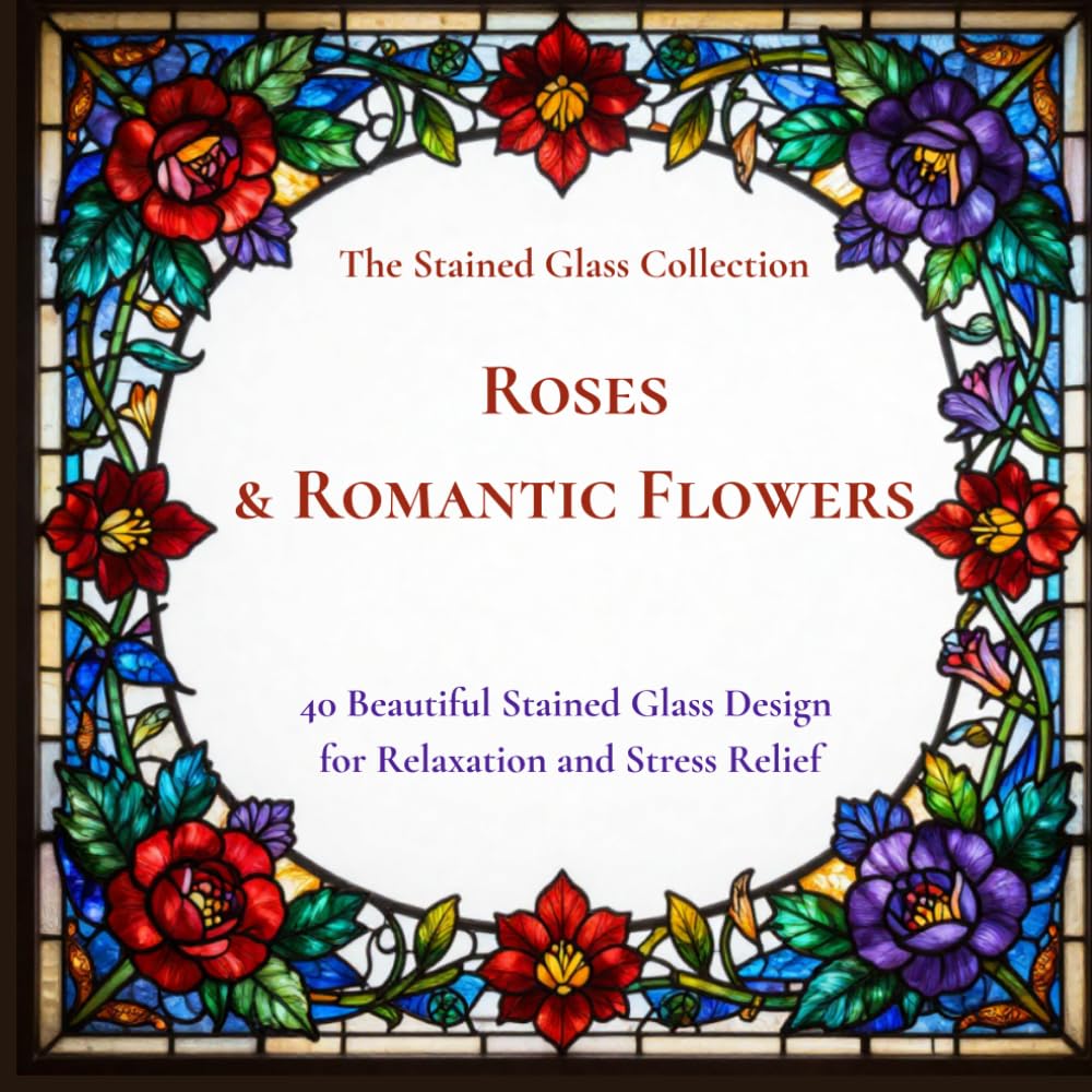 ROSES & ROMANTIC FLOWERS: 40 Beautiful Designs for Relaxation and Stress Relief (THE STAINED GLASS COLLECTION)