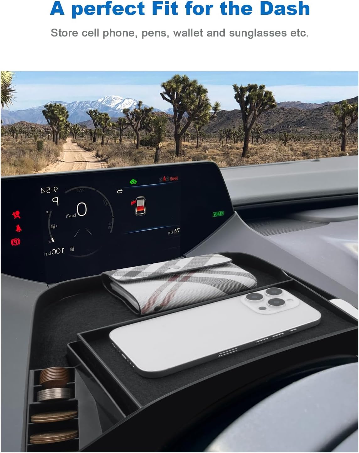 CDEFG Dashboard Storage Tray for 2023-2025 2026 Toyota Prius Compatible with 2023 2024 2025 2026 Toyota Prius Accessories Behind-Screen Dash Organizer Storage Box