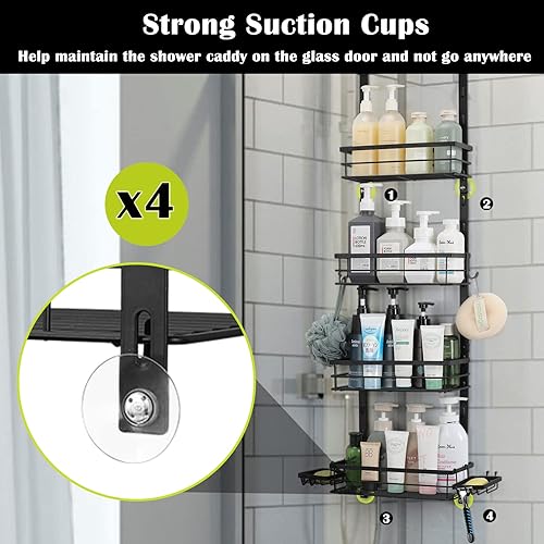 Miniatura 3 de Organizador ajustable para colgar sobre la puerta, estante organizador colgante a prueba de óxido con gancho, soporte para champú, estante