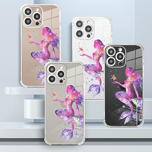 Vista 106 de Roemary Funda púrpura para iPhone 14 Pro Max con diseño de caballo azul, patrón de acuarela con protector de pantalla