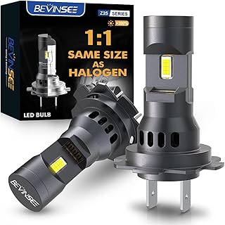 Bevinsee H7 LED Bulbs, 70W 6000K White 16 CSP Chips Super Bright, 1:1 Halogen Size, No Adapter Required, Plug & Play H7 Bulb with Cooling Fan, Low High Beam Headlight, Fog Light Replacement, Pack of 2