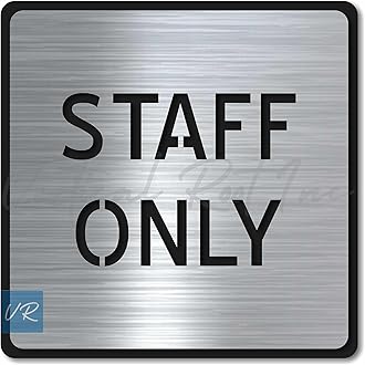 Vertical Root Inc Premium Brush Finish Square Silver Acrylic Staff ONLY Sign Easy to Mount 3M Double Side Tape 5.8 Inch Signage Self-Adhesive Business Stores Cafe Shop Hospital School Office Hotel