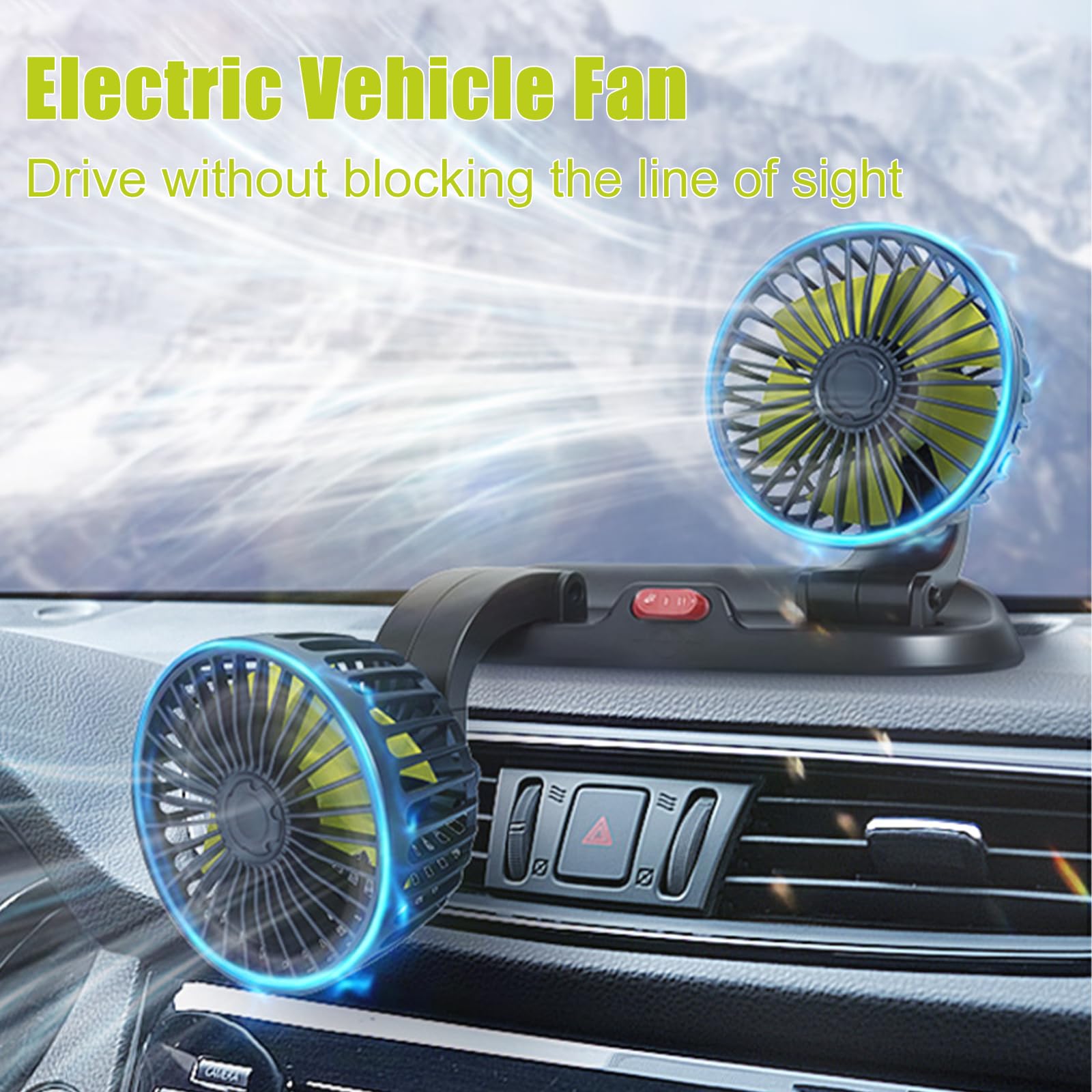 Ventilatore auto 12 V doppia testa ventilatore auto ventola 360 ° girevole a 2 velocità accendisigari auto ventilatore raffreddamento per cruscotto auto furgone SUV RV barca