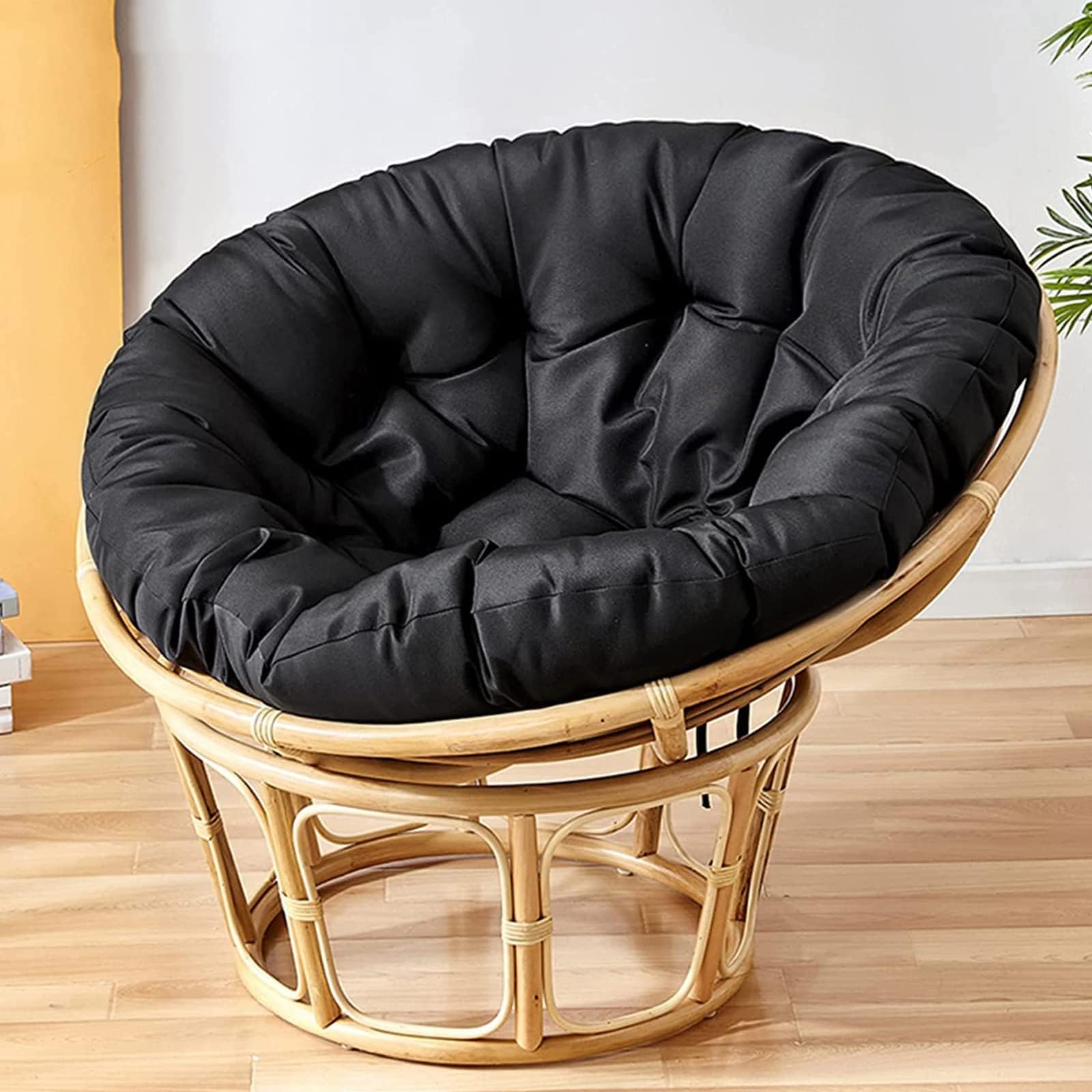 Housse de chaise ronde en rotin synthétique pour chaise suspendue - Idéale pour l'intérieur et l'extérieur - Noir - 90 x 90 cm