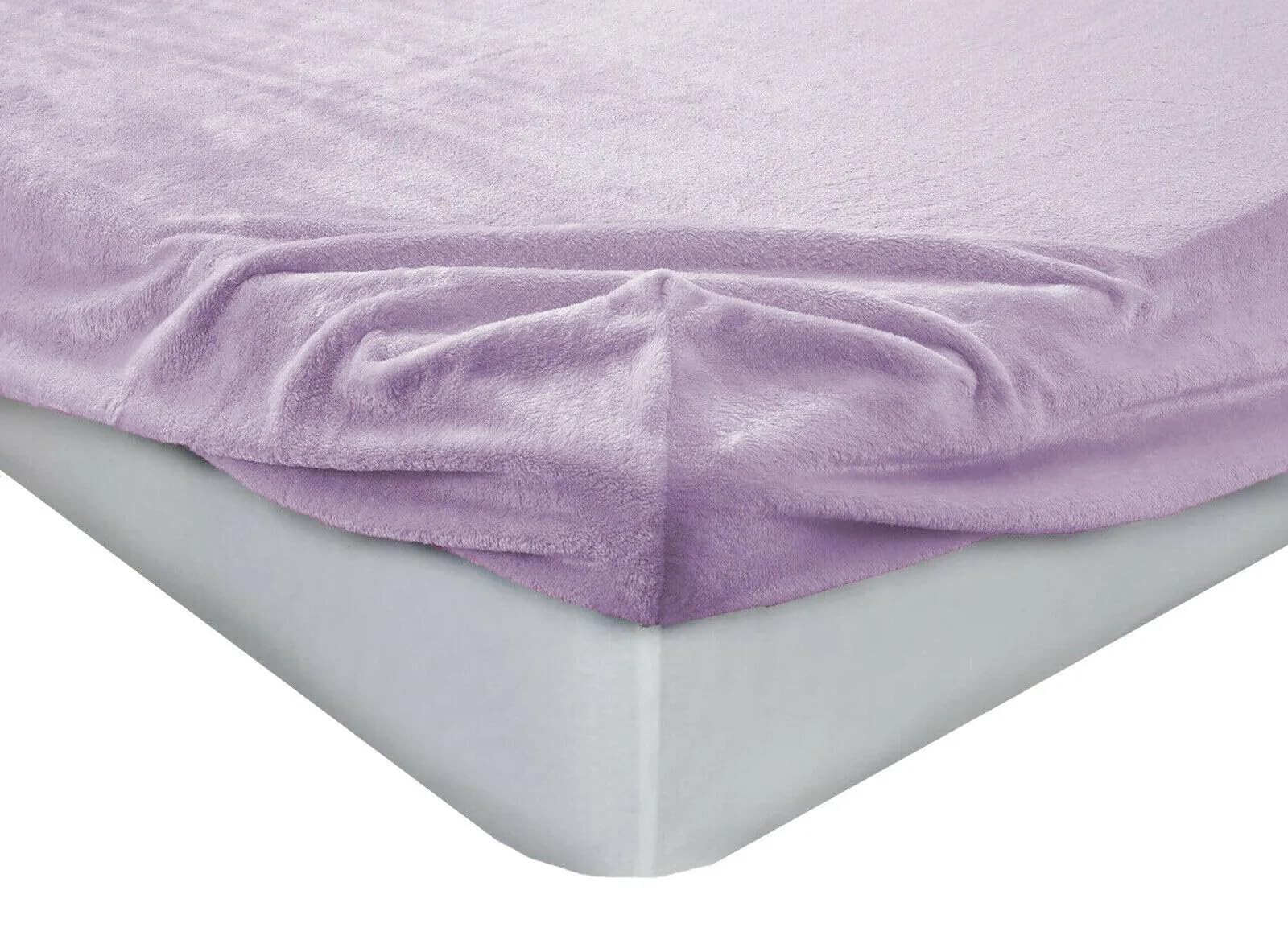 Luxury Coral Fleece Thermal Fitted Sheet, Soft Cosy & Extra Warm Polycotton Teddy Fleece Bed Sheet, Easy Care Deep Pocket 30cm Non-Allergic Microfibre Bottom Sheet, Purple-Single