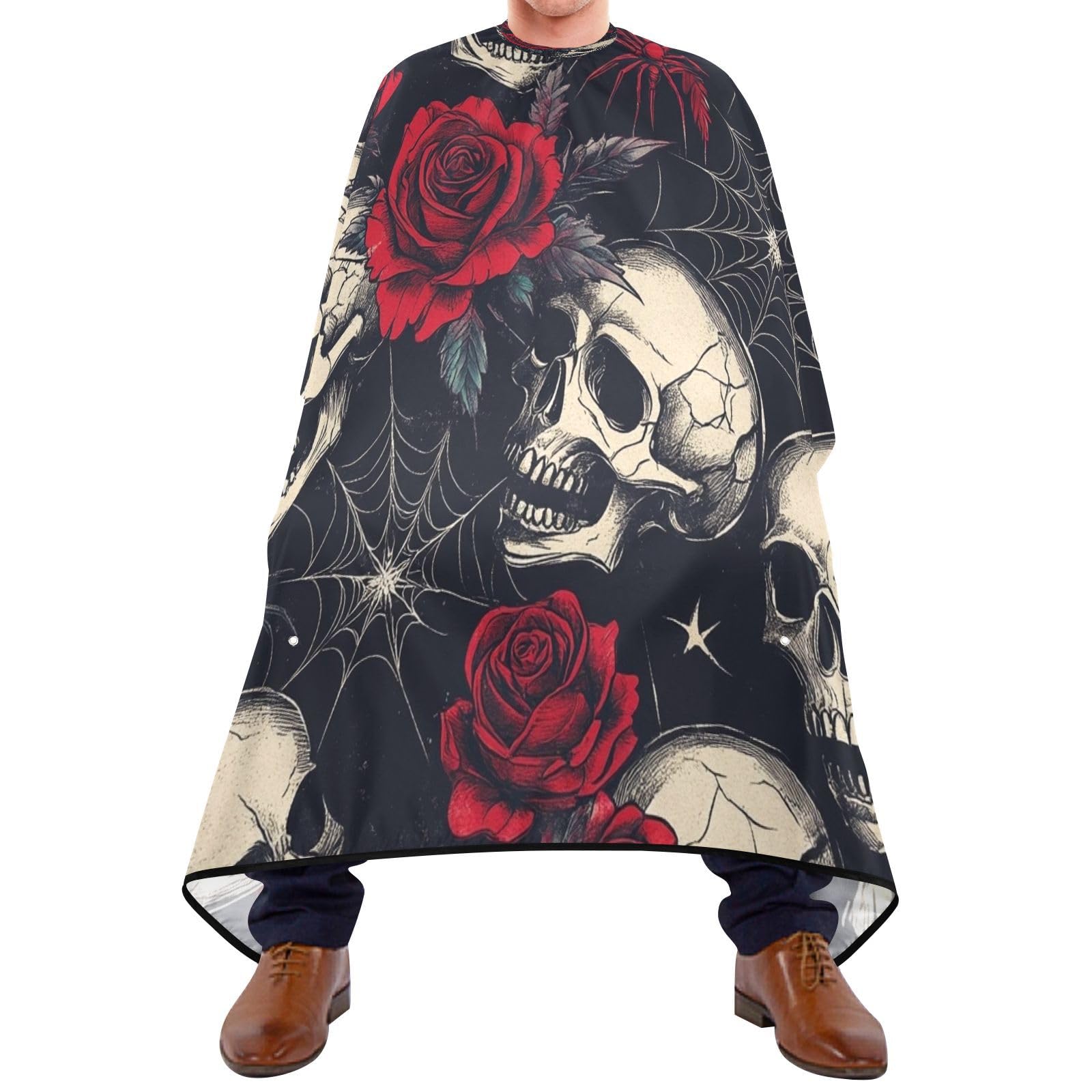 Kigai Rose Skulls Hair Cutting Cape for Men & Women Waterproof Barber Cape Professional Hairdressing Salon Styling Apron with Adjustable Closure Snap