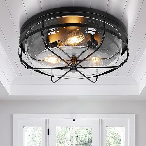 Miniatura 5 de ROS91AL-ORB - Lámpara de techo de 16 pulgadas para montaje empotrado, cerca de techo con vidrio sembrado, para interiores y exteriores, para