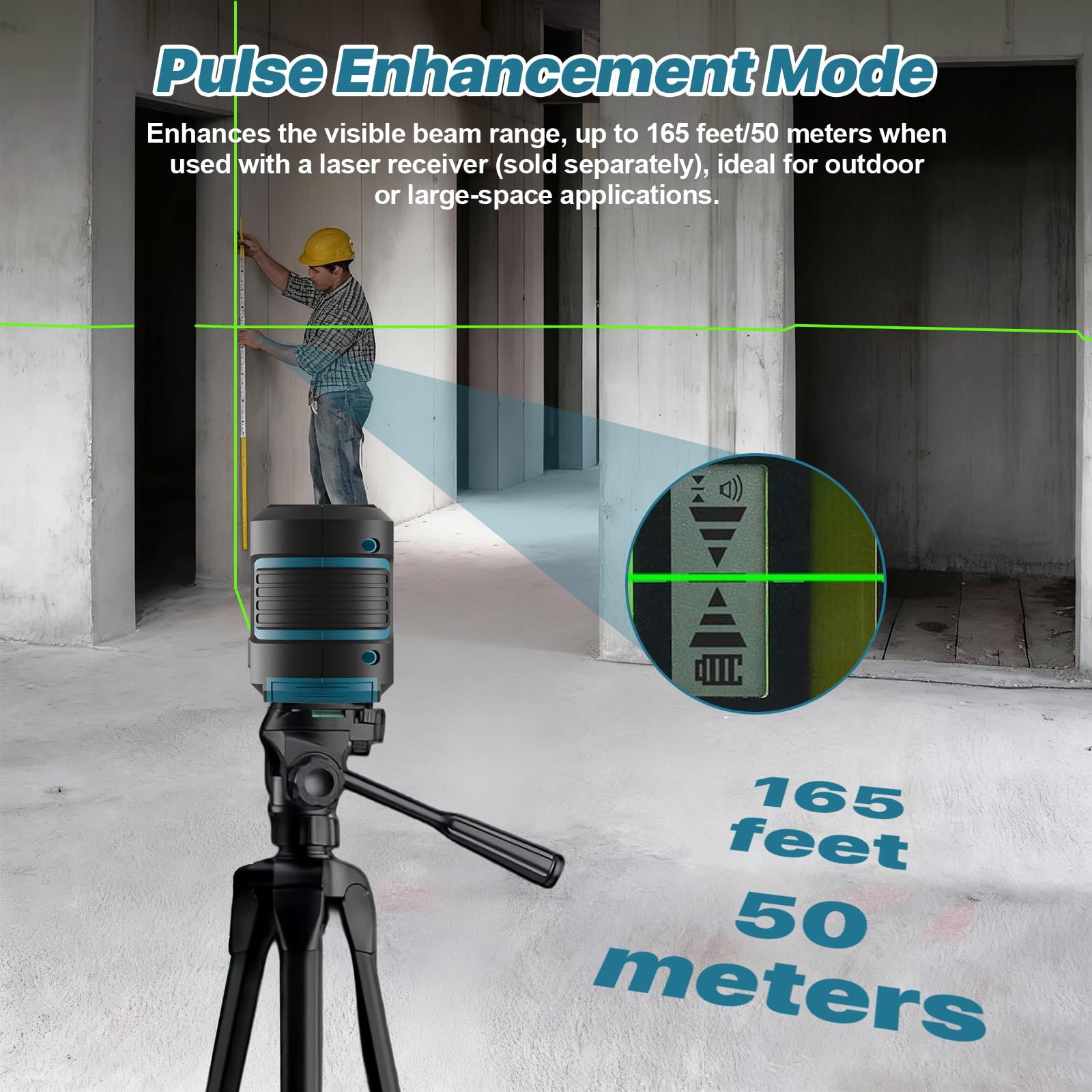 Nivel Laser con Tripode, Nivel Laser Autonivelante 360 Grados, Resistente al Agua IP54 y Brillo Ajustable, LaSer Verde, NiVel LaSer 360 para Obras y Diseño de Interiores (con 2 Pilas AA)