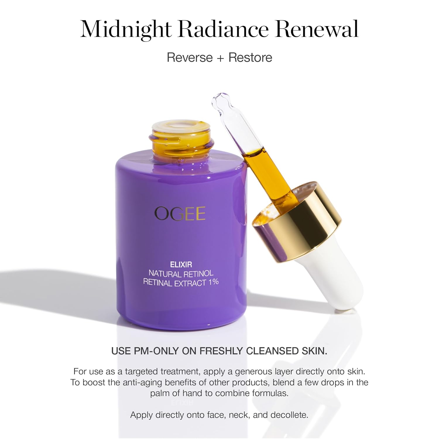 Ogee Natural Retinol Retinal 1% Elixir - Certified Organic Anti-Aging Face Serum For Smooth, Firm Skin - Image 2