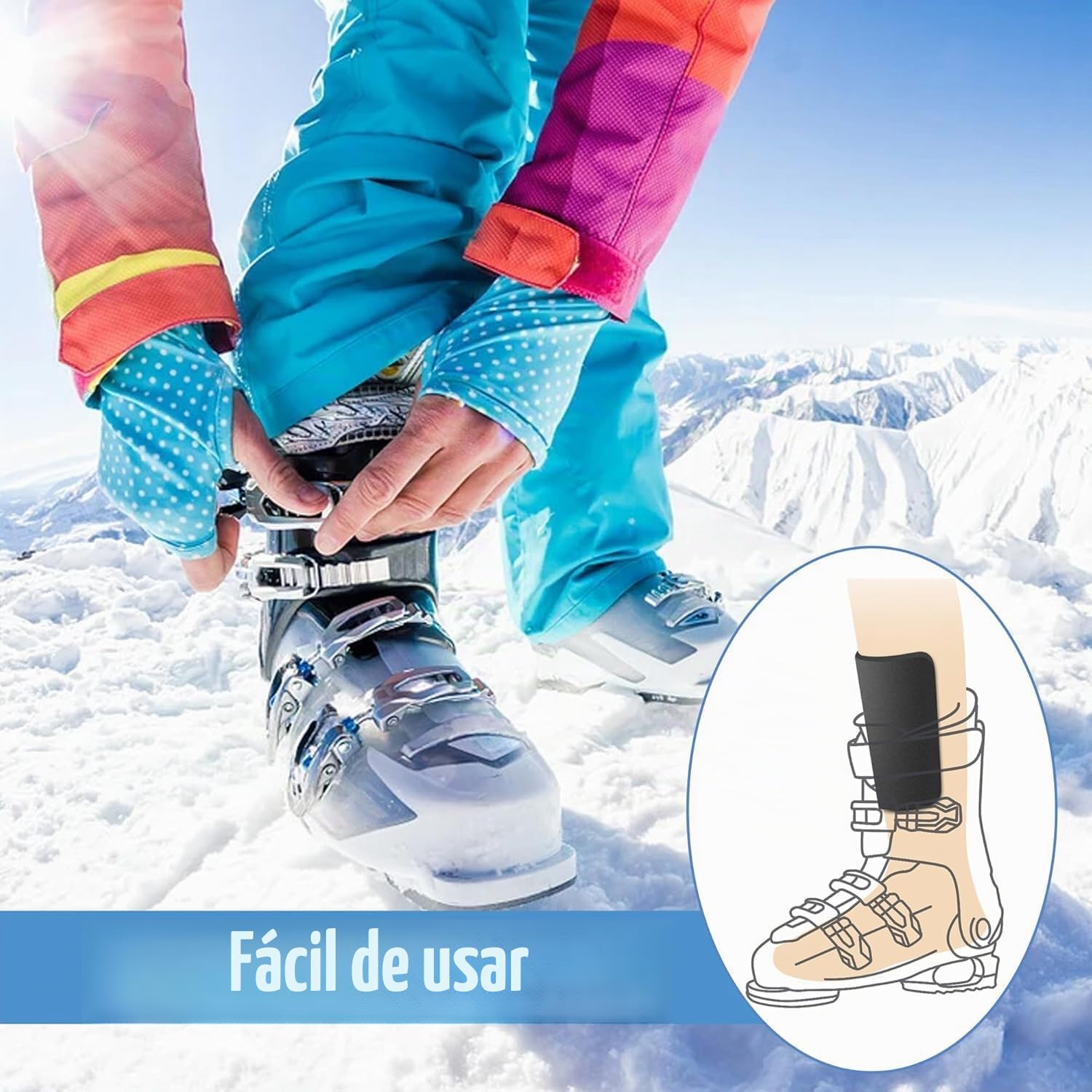 Protector de espinilleras de espuma gruesa para botas de esquí y snowboard