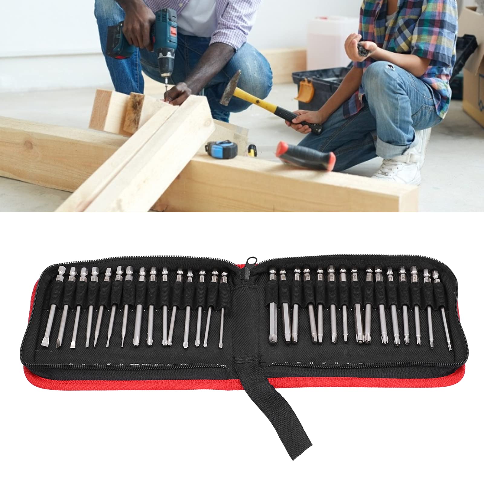 30 -częściowy magnetyczny śrubokręcznik Zestaw bitów z magazynem 100 mm S2 Stal bity HEX Phillips Torx Głowice szczeliny do elektrycznych śrubokrętów pneumatycznych i ćwiczeń (150 mm)