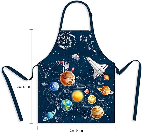 Miniatura 6 de Delantal para niños, delantal unisex con correa ajustable para el cuello, delantal de cocina para cocinar, pintar y hornear