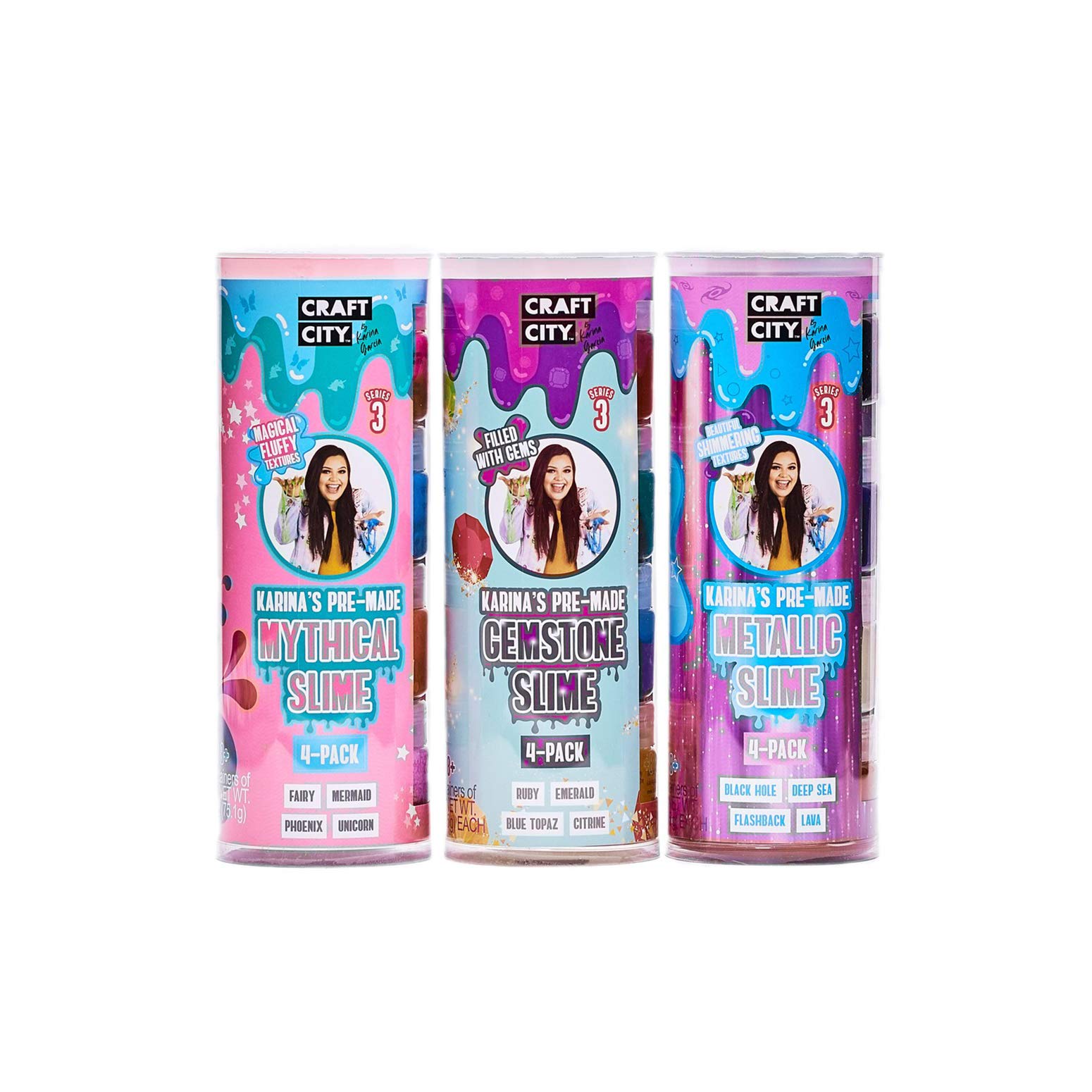 Craft City Karina Garcia Mystery Slime | 4 Pack | Borax Free | Pre Made Slime | Ages 8+ (Metallic Slimes)