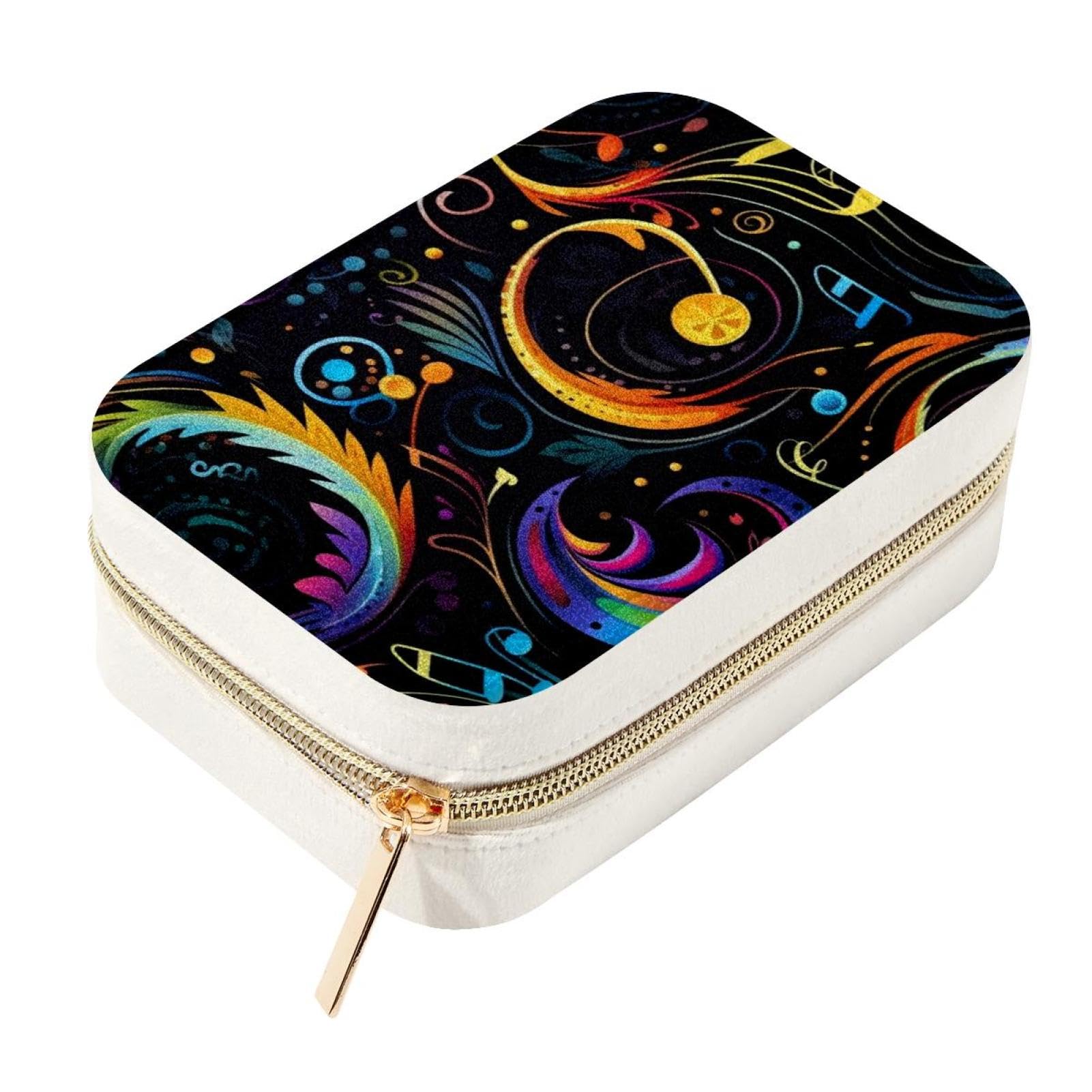 Boîte à bijoux de voyage en velours motif musique pour ranger bagues et colliers