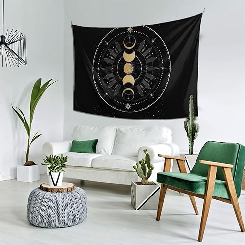 Miniatura 9 de Rqwaaed Tapiz Wicca Wicca de 60 x 40 pulgadas, diseño de luna pagana, para colgar en la pared, para dormitorio, fiesta, decoración del hogar