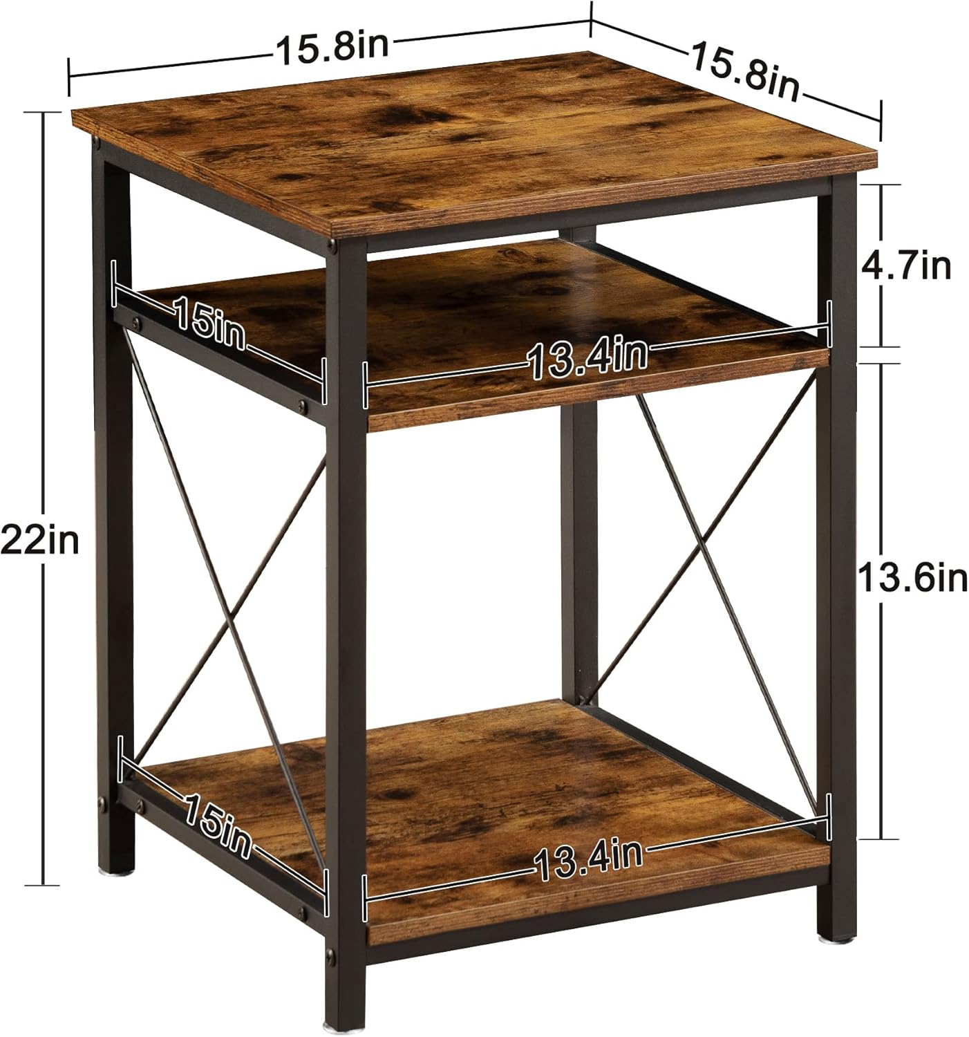 WOODYNLUX Nightstand Set of 2 - End Tables Living Room, Modern Side Table with Storage, 15.8'' X-Design Bedside Tables for Bedroom, Accent Rustic Coffee Table for Sofa, Couch. : Home & Kitchen