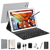 Tablet 10 inch 2025 Latest Android Tablet 128GB ROM+16GB RAM+1TB Expandable Octa-Core 5G WiFi 1080FHD/13MPCamera/7000mAh/Bluetooth 5.0/GPS/Tab with Keyboard/OTG/Mouse/Pen Silver
