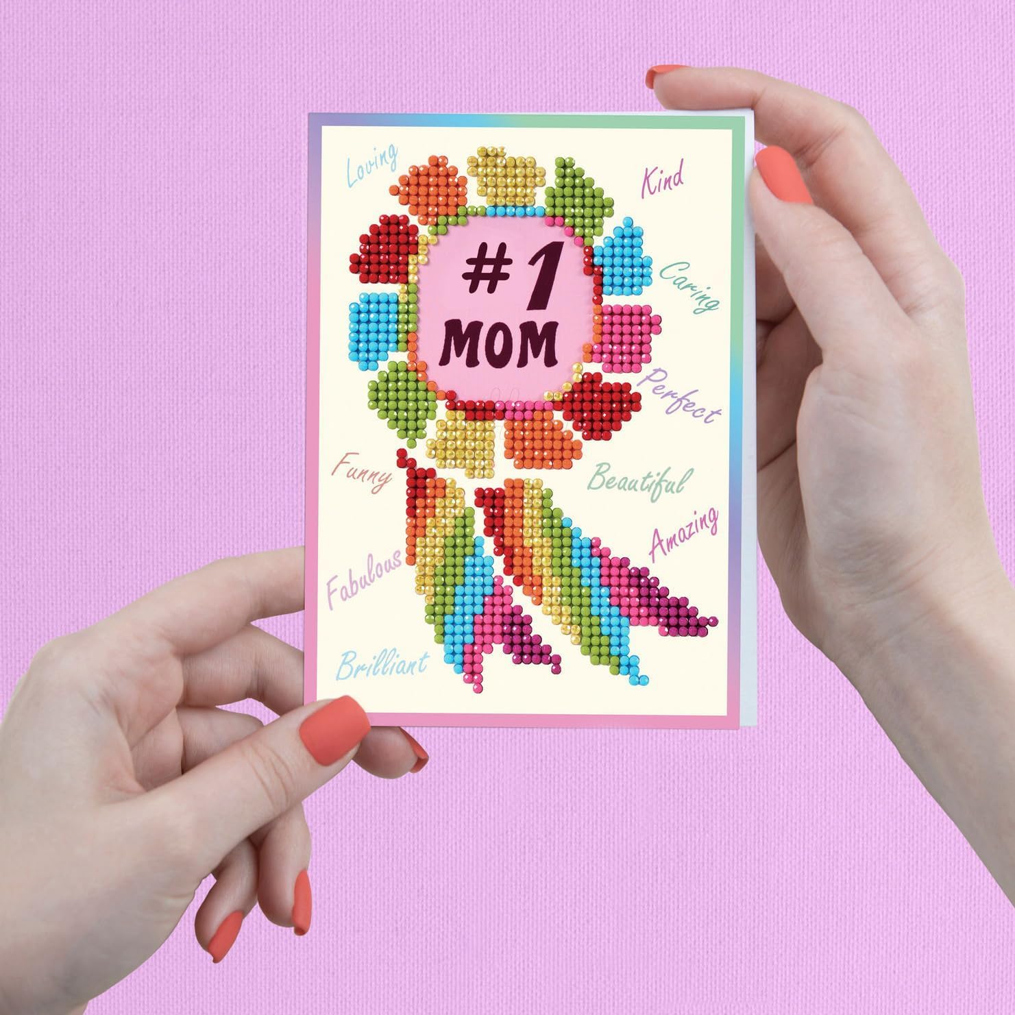 DIAMOND DOTZ Number 1 Mom Diamond Art Cards, Handmade Diamond Painting Cards Kit, Handmade Greeting Cards Kits for Mother Day Notes and Special Occasions