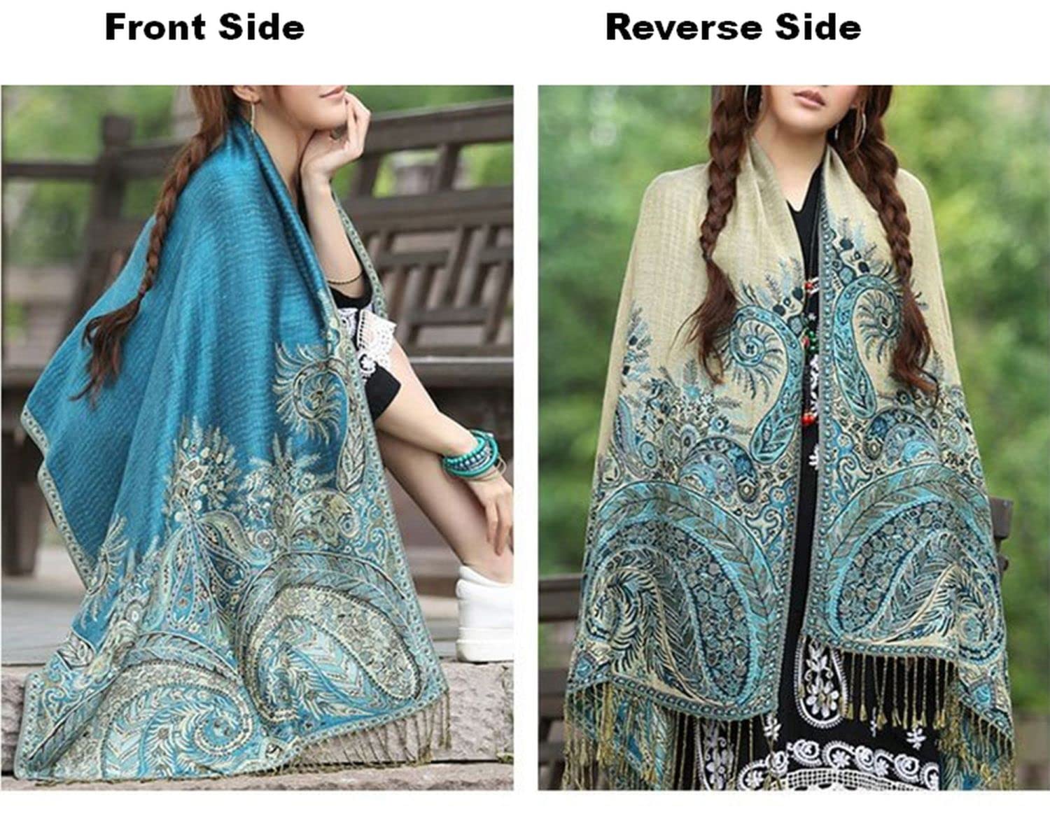 GFM Écharpe de style pashmina de fleurs en mosaïque.(MSC-A)