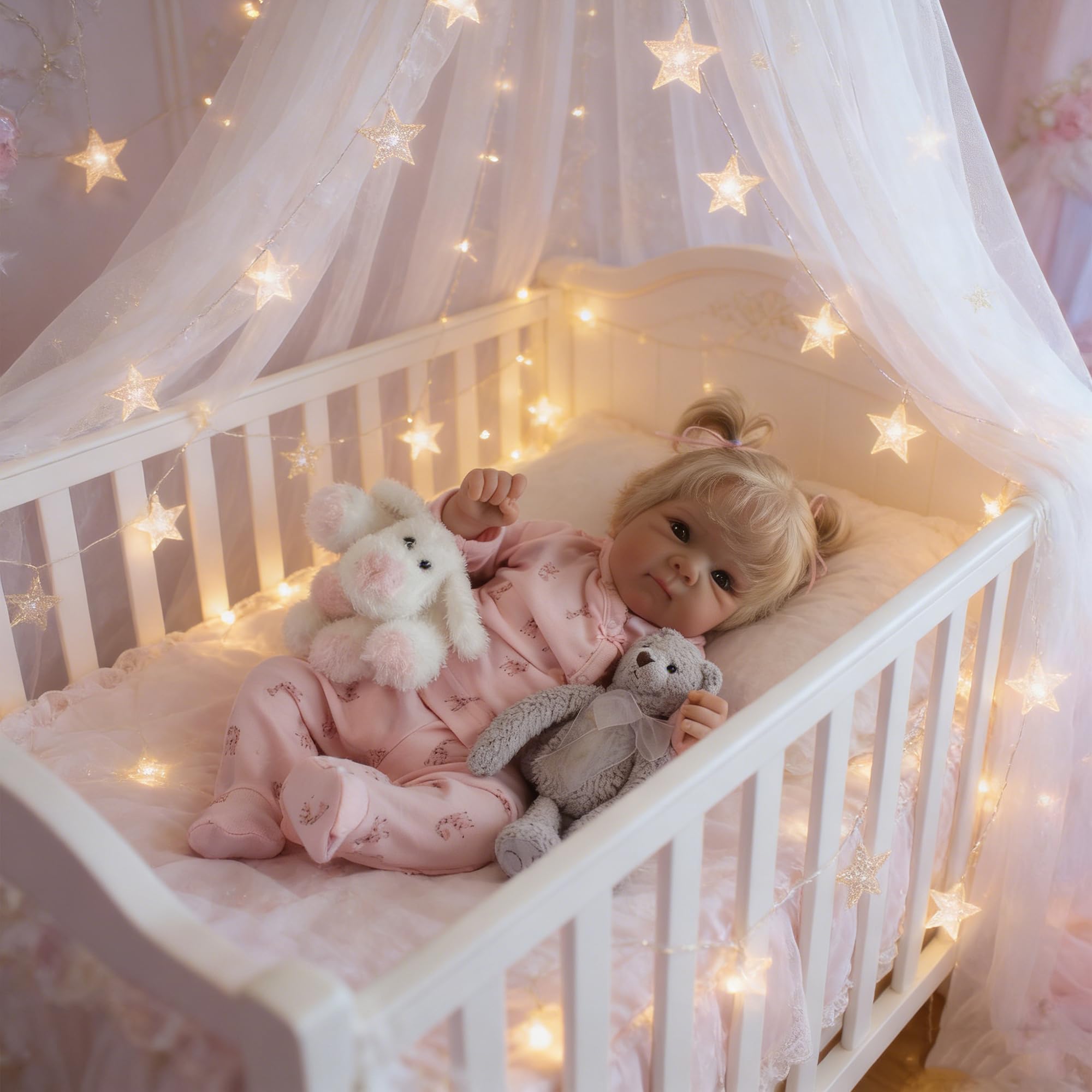 RXDOLL Realistyczne lalki Reborn Baby Dolls silikonowe całe ciało, 45 cm, realistyczne, anatomicznie poprawne, winylowe, blond włosy, ręcznie robione prawdziwe życie, noworodki, z zabawkami do