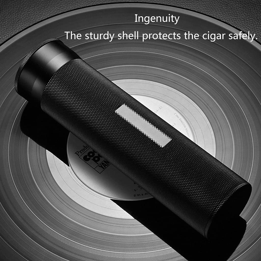 ZUMAHA Humidor Scatola Scatola per sigari in Acciaio Inossidabile, Tubo per sigari da Viaggio con Mini igrometro, portasigari per 3-4 sigari, umidificatore Leggero Portatile Personalizzato