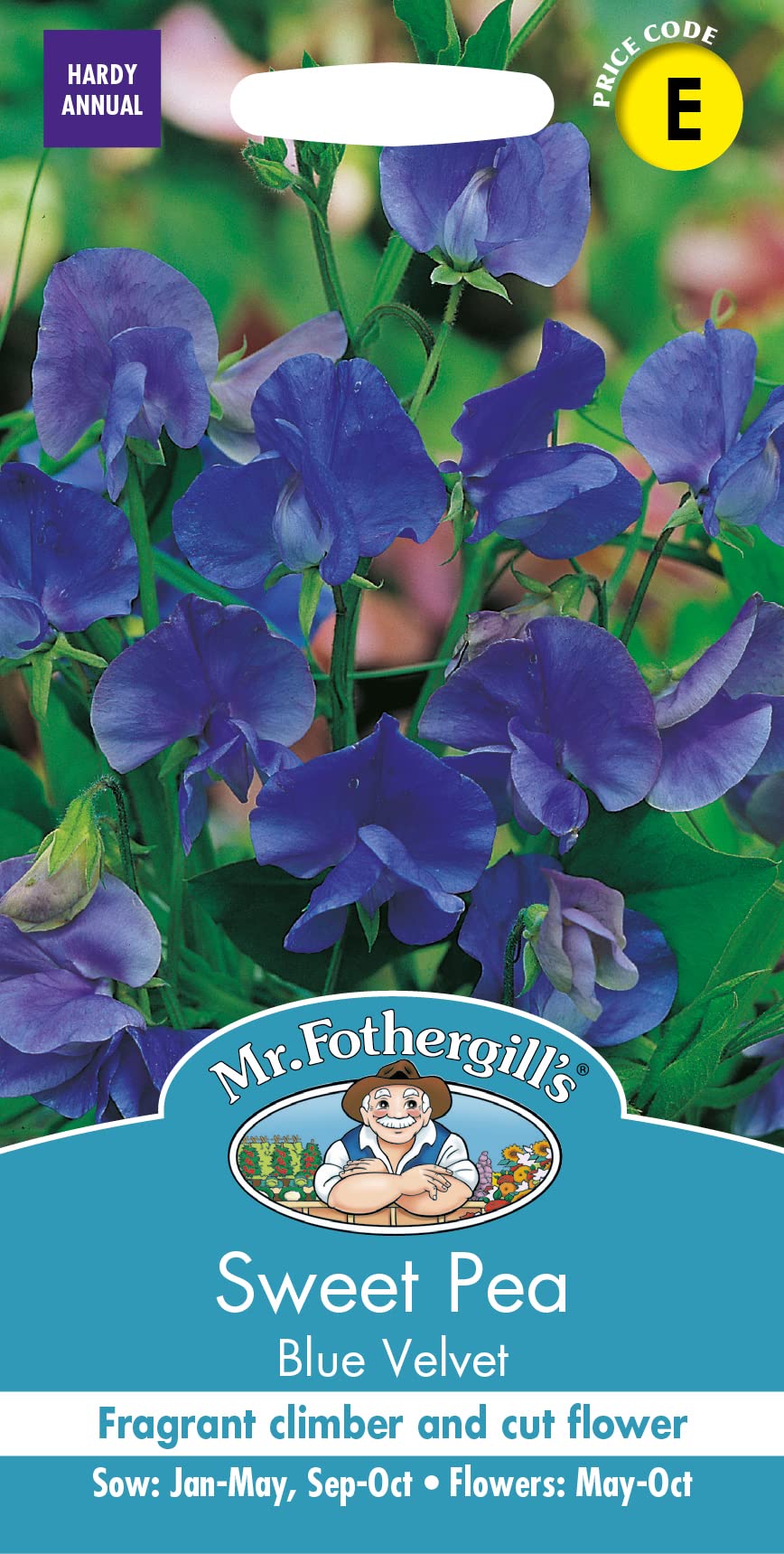 Mr. Fothergill's Velvet Sweet Pea Flower Seeds- Blue