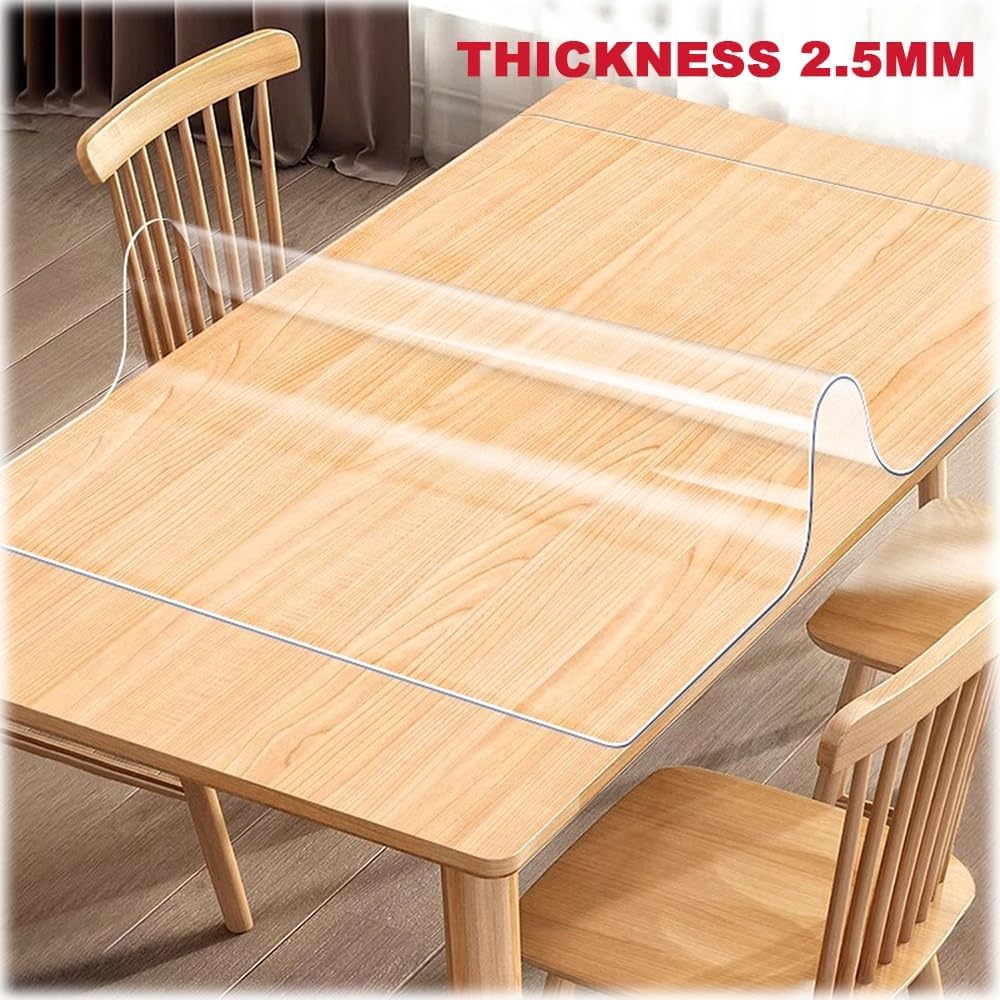 PVC Table Protector Transparent 2.5mm Thick Table Desk Pad Clear Table Cover Plastic Clear Desk Pad 16/18/21/26/36" Wide Multi-Purpose for Table Dining Room(Clear,60cm x 90cm/24x35in)