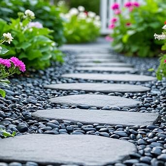 River Rocks for Landscaping, 40lbs Black Pebbles for Indoor Plants, 1-2 Inch Decorative Rocks for Planters, High Polished Stones for Vase Filler Fish Tank Garden