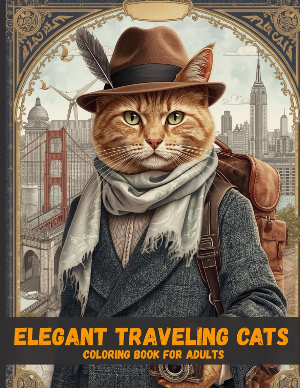 Elegant Traveling Cats Coloring Book: Intricate Vintage Travel Scenes for Relaxation, Stress Relief, and Creative Mindfulness