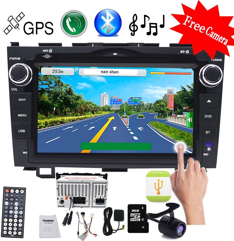 8 inch for HONDA CRV CR-V 2008 2009 2010 2011 In Dash HD Touch Screen Car DVD Player GPS Navigation Stereo Support Bluetooth/SD/USB/Ipod/FM/AM Radio/DVR/AV-IN/1080P free Map Card