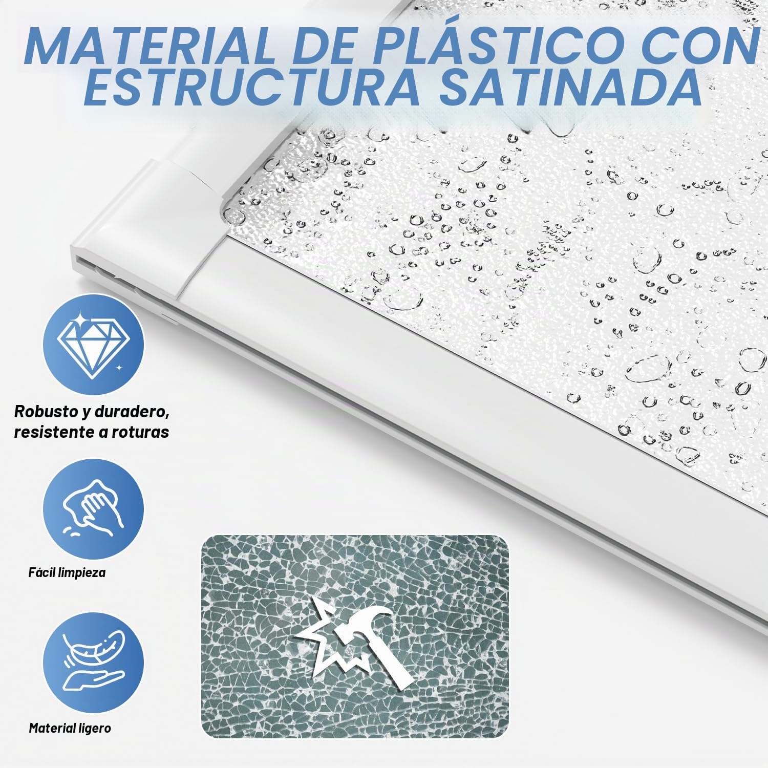 Mampara de ducha para bañera de 100 x 140 cm, 2 piezas, plegable de plástico PS irrompible, mampara de ducha con marco de aluminio blanco, accesorio para bañera con estructura de gotas como