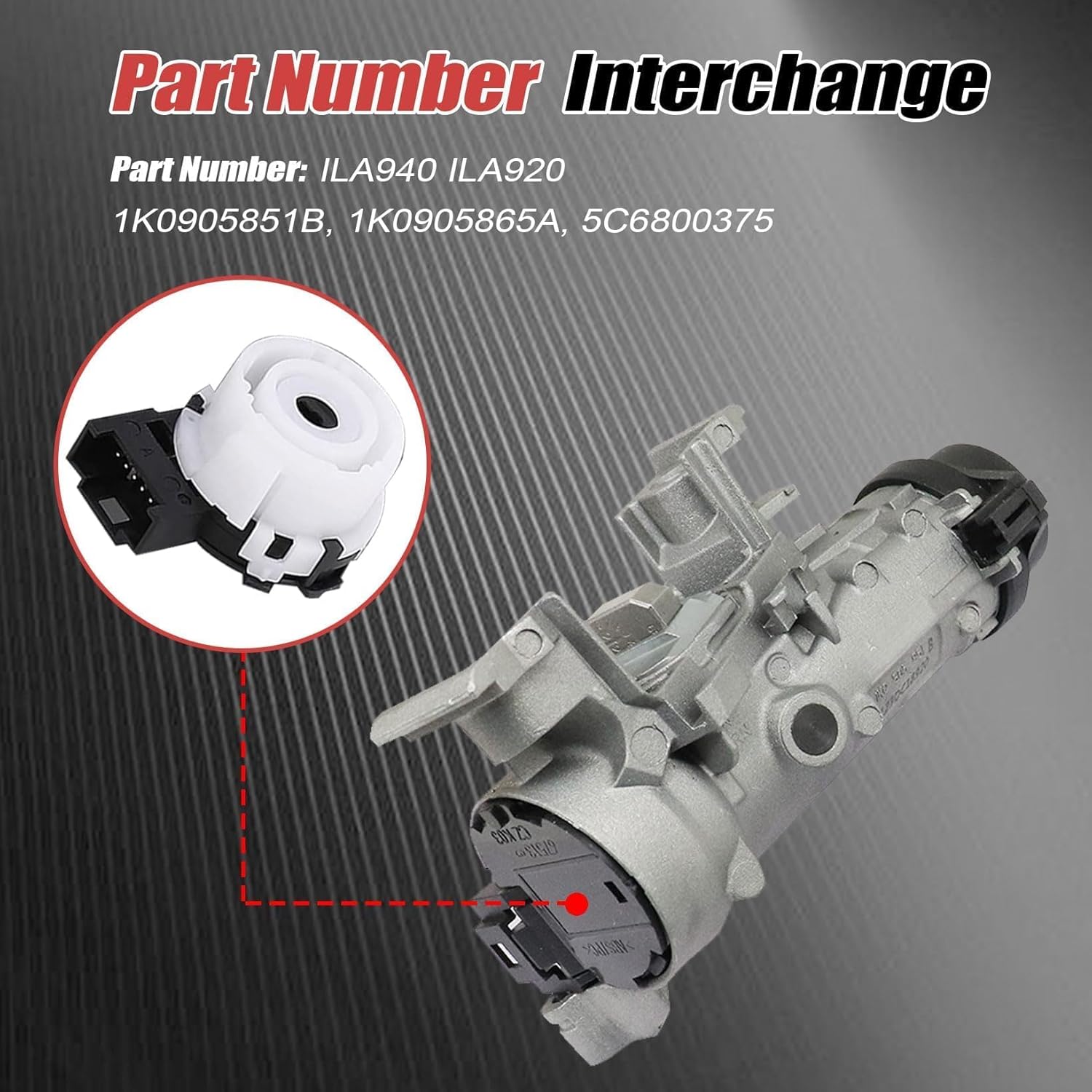 NLQR 1K0905851B Ignition Switch Door Lock Cylinder Fit for Volkswagen EOS Golf Rabbit Tiguan Jetta Scirocco Touran Caddy 2004-2011 Fit for Audi A3 TT R8 2003-2013 Replace 1K0905865A 5C6800375