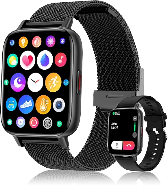 Colesma Smart Watch for Men Bluetooth Calling and Answer Fitness Tracker Sleep Heart Rate Monitor Smart Watches for Android iOS Phones Compatible 1.7 in HD Full Touch Screen Smartwatch Waterproof
