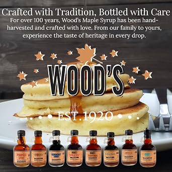 Woods Liquid Maple Gold Vermont Maple Syrup with Real 24K Gold Flakes Vegan, Plant-Based Sweetener Small Batch, Artisanal, Luxury Syrup for Gifting, Cocktails, and Gourmet Cuisine 8.45 oz Glass Bottle